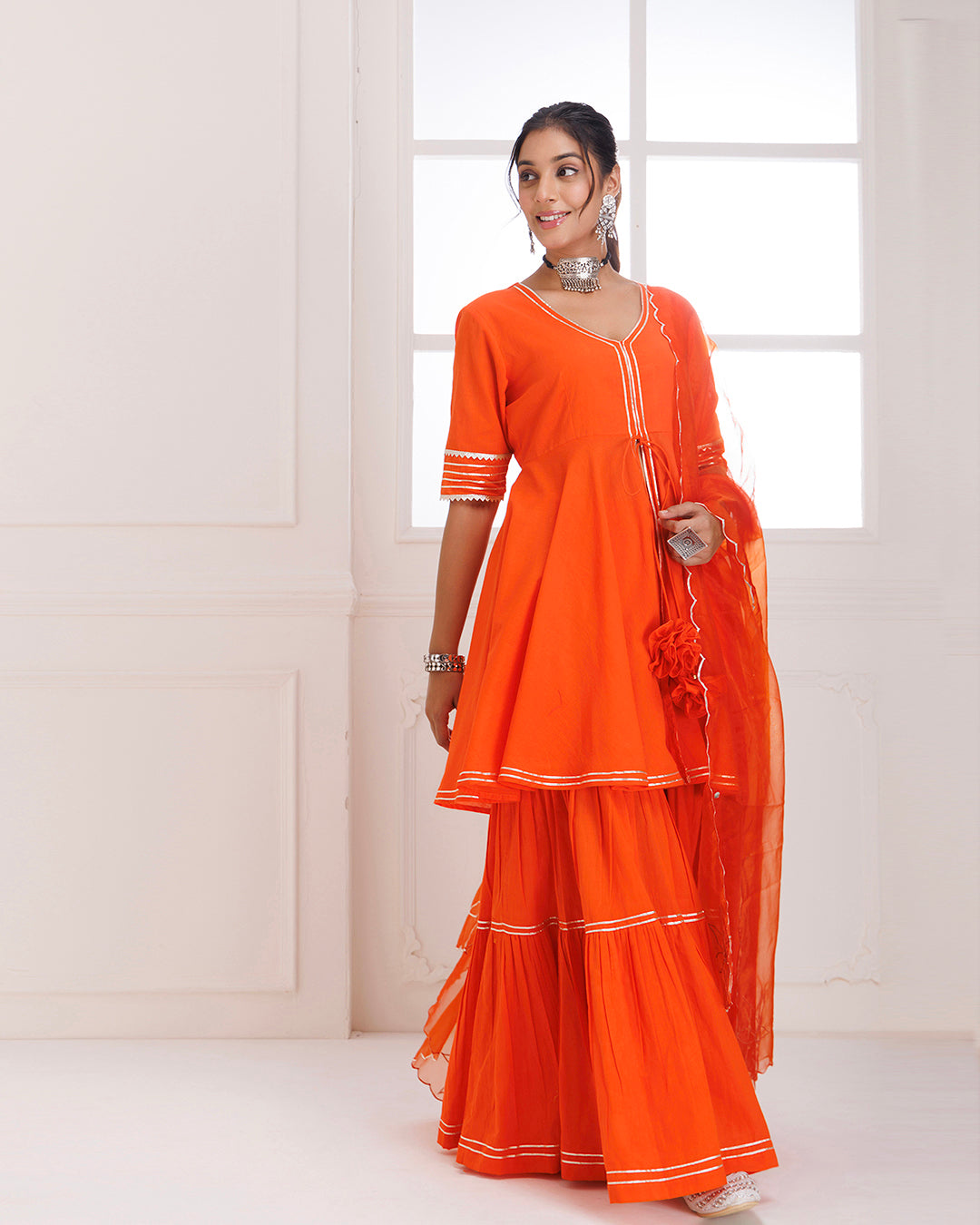 Panihari Orange Gotapatti Sharara Set