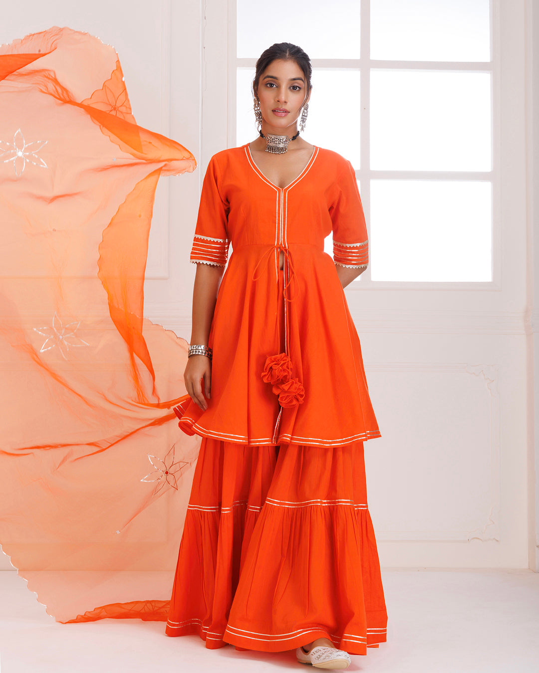 Panihari Orange Gotapatti Sharara Set