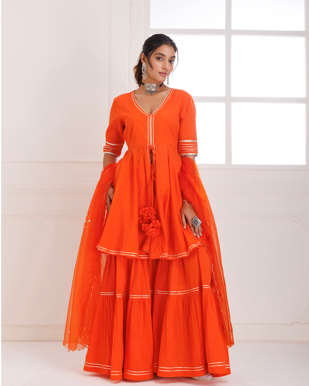 Panihari Orange Gotapatti Sharara Set