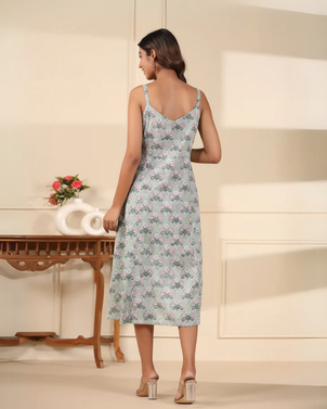 Sea Green Handblock Printed Cotton Dress