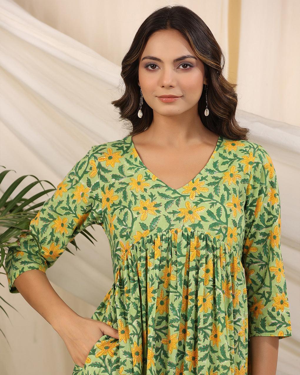 Green Handblock Printed Cotton Dress