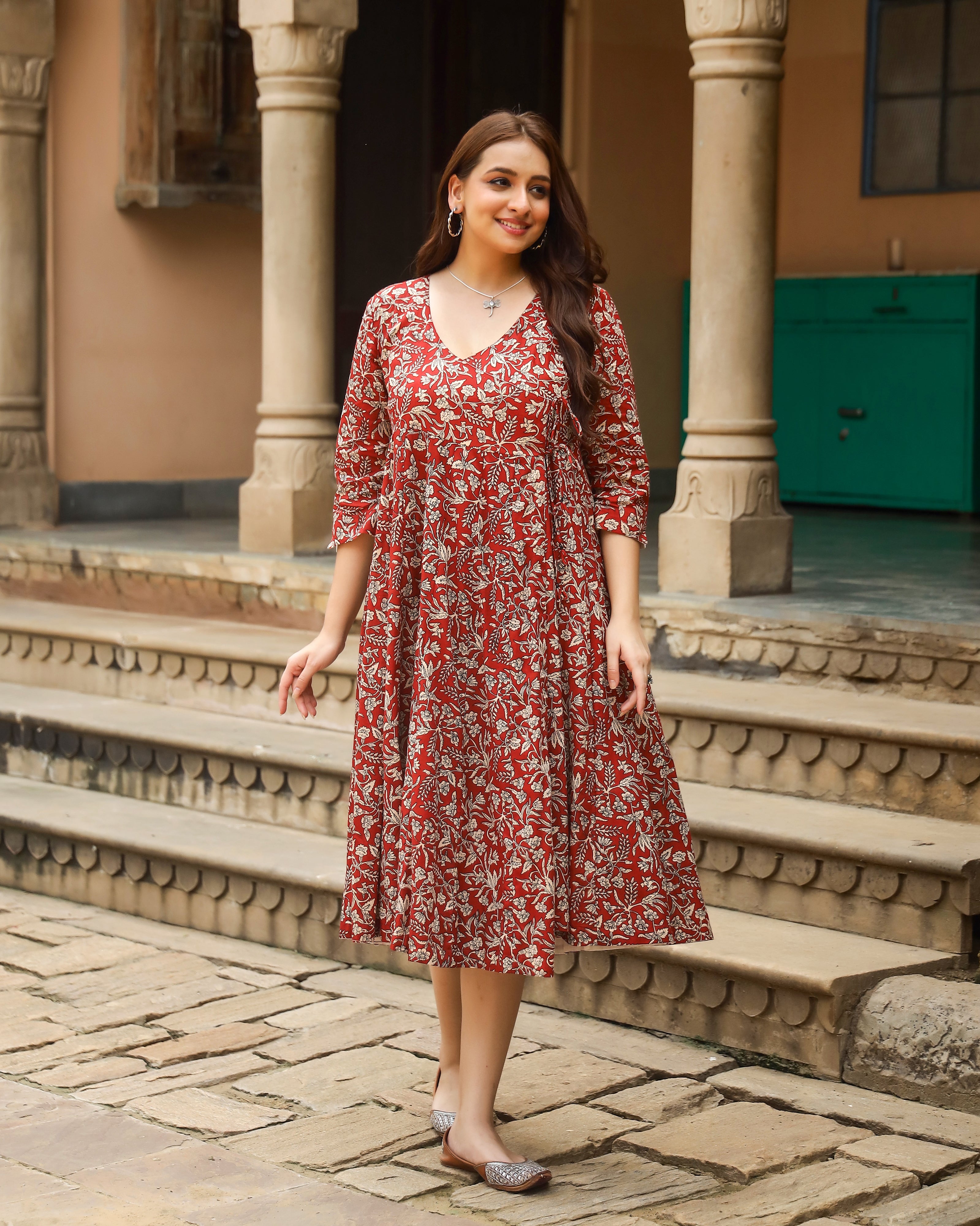 Begar Jaal Bagru Print Angrakha Dress