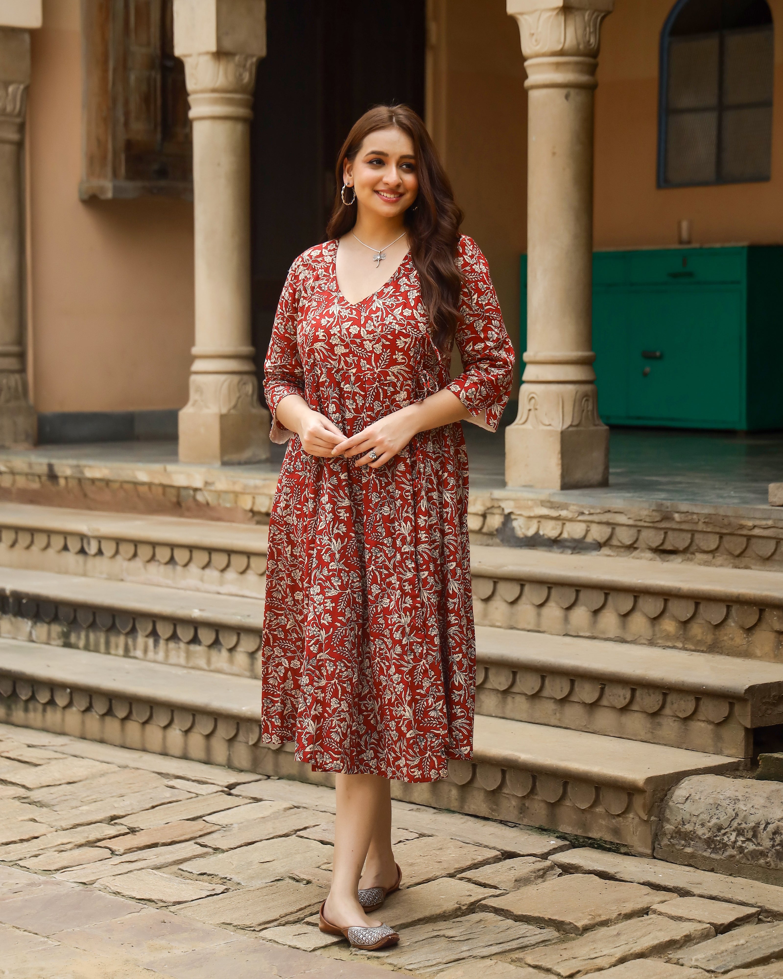 Begar Jaal Bagru Print Angrakha Dress