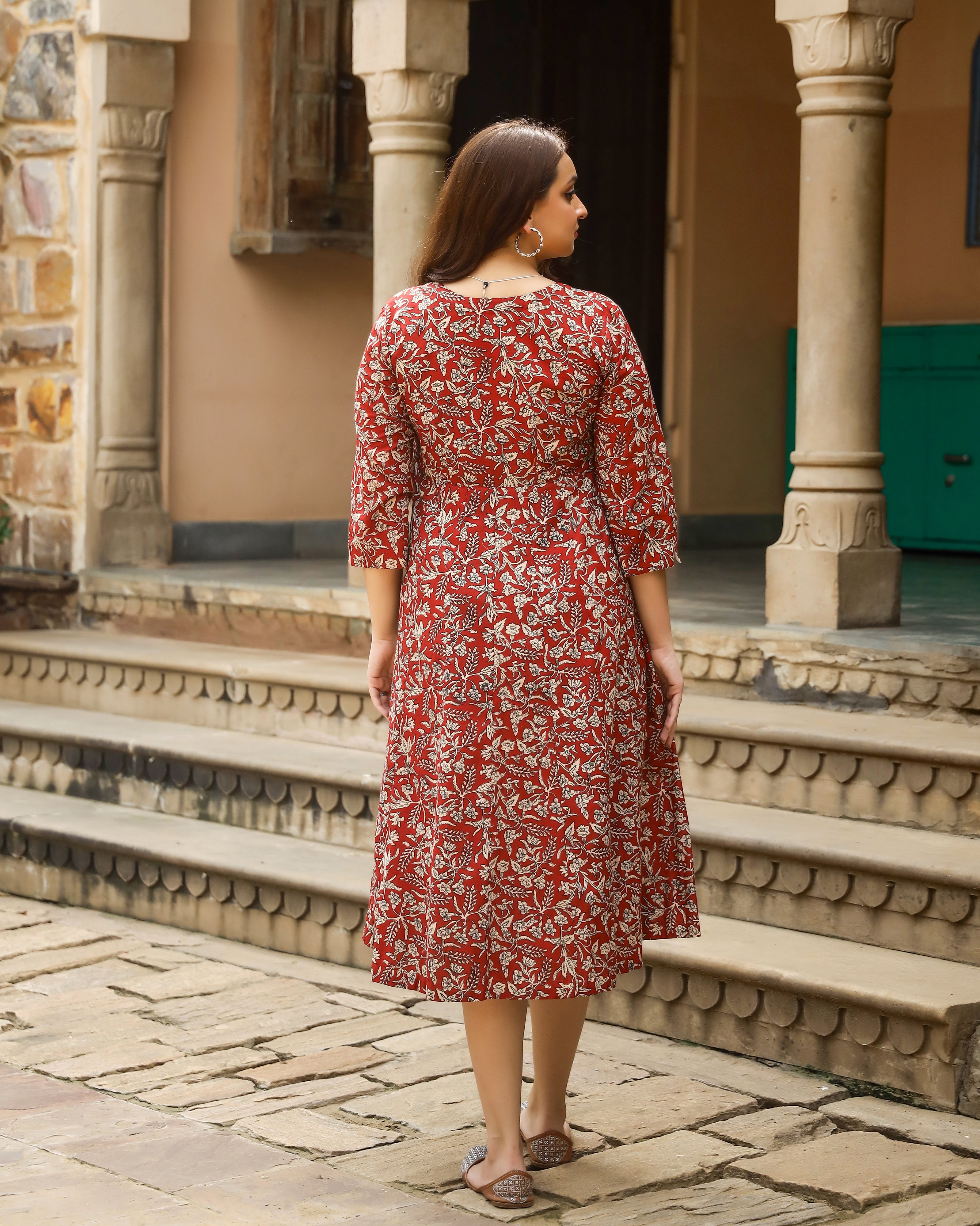 Begar Jaal Bagru Print Angrakha Dress