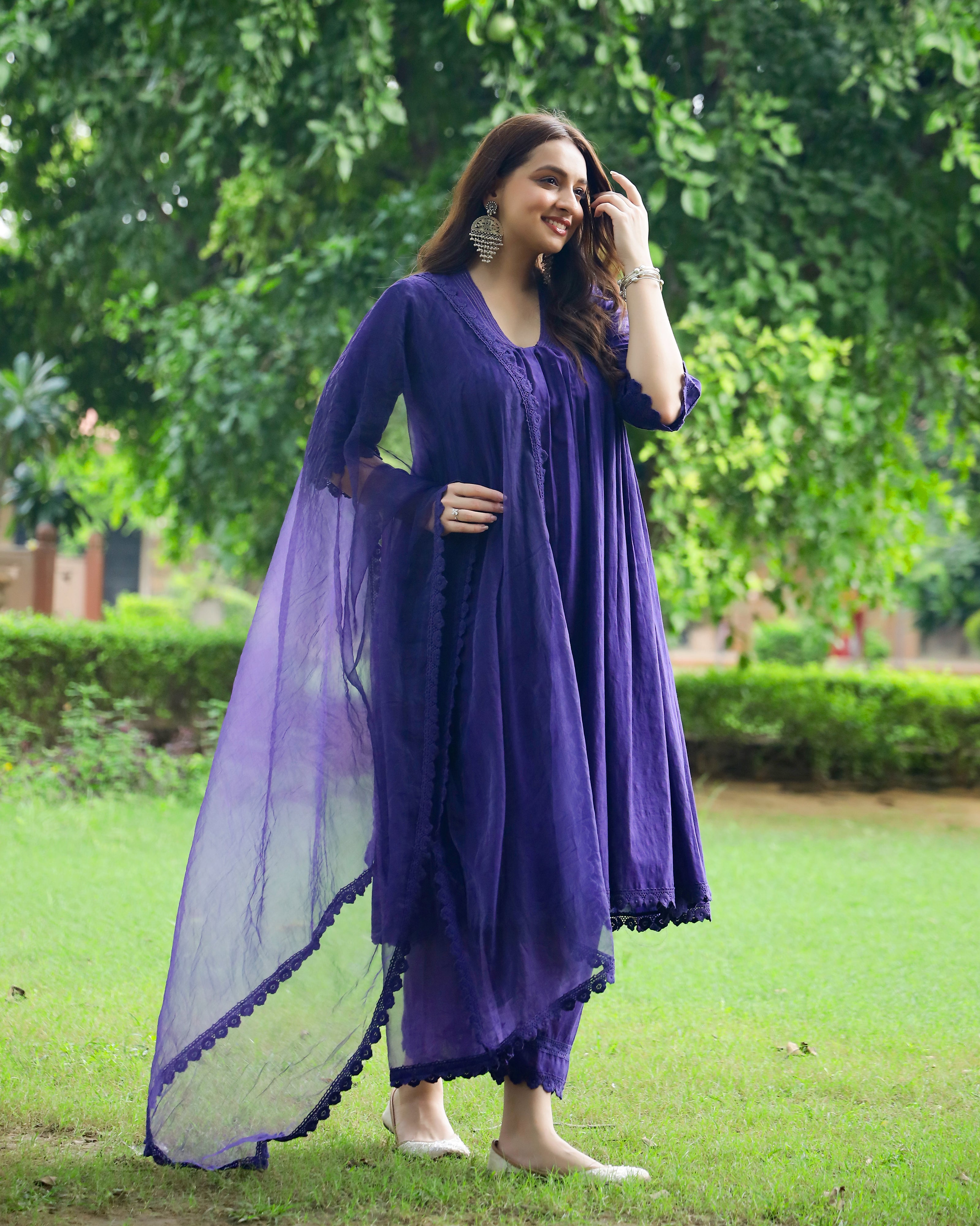 Violet Lace Dobby Cotton Suit Set