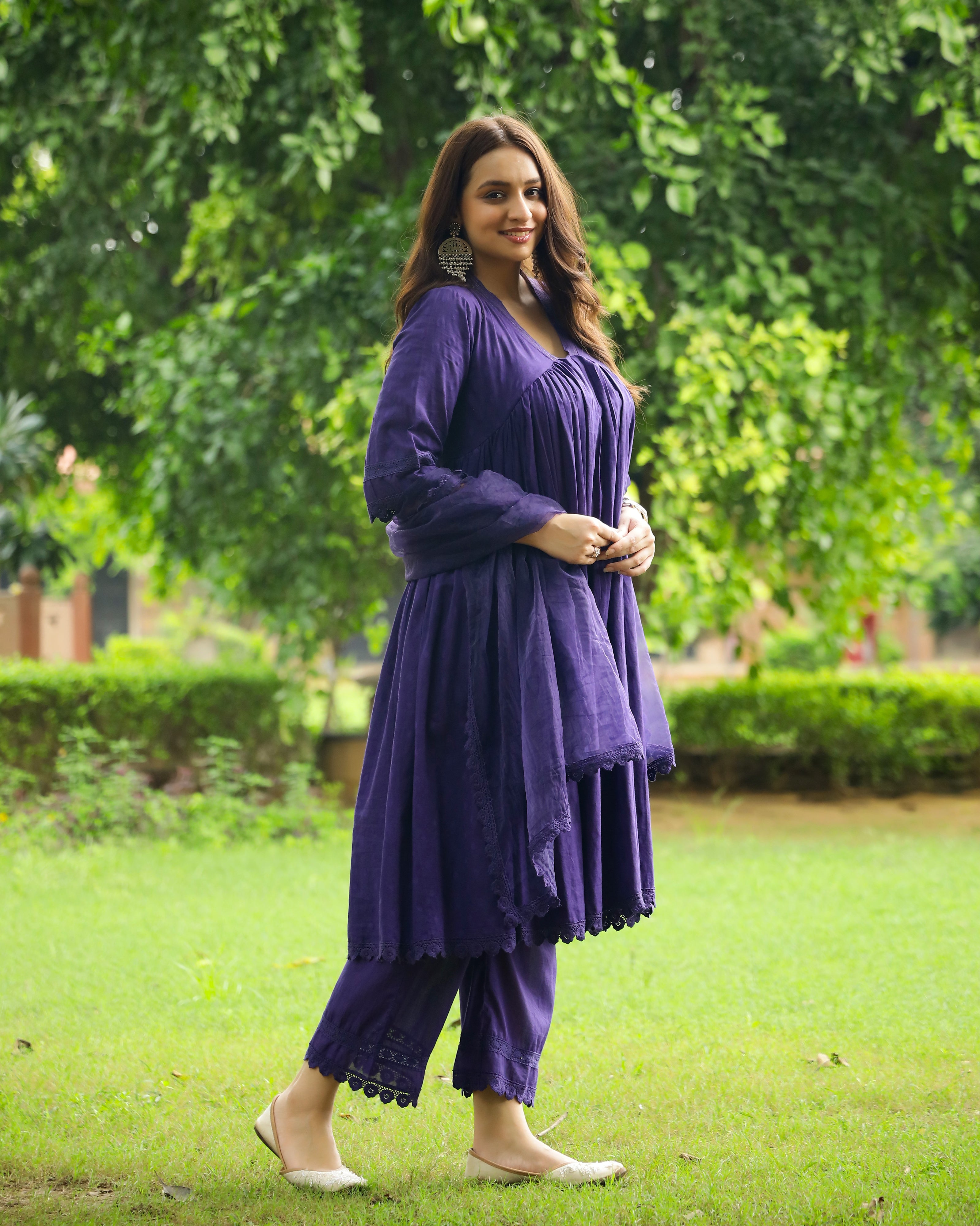 Violet Lace Dobby Cotton Suit Set