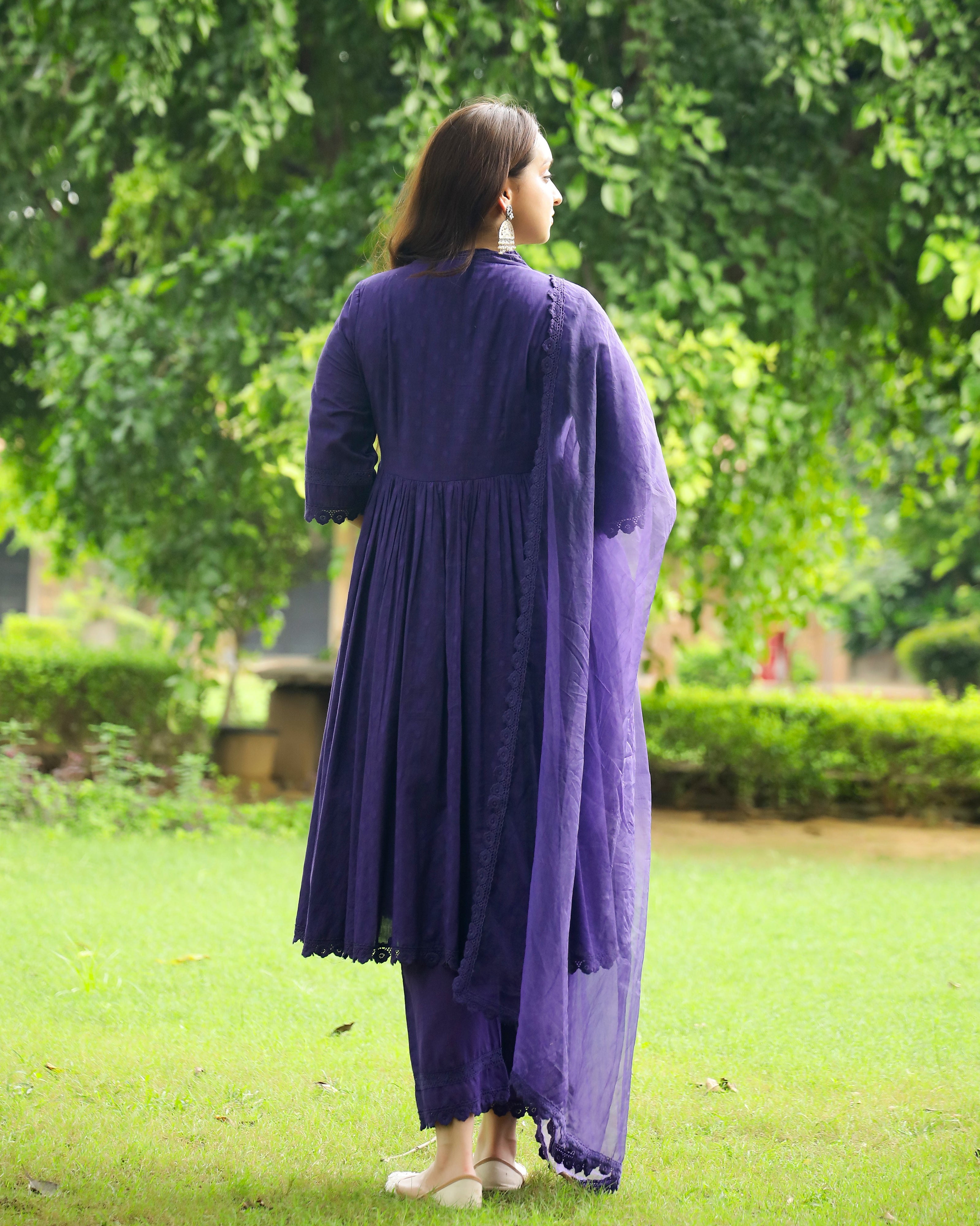 Violet Lace Dobby Cotton Suit Set