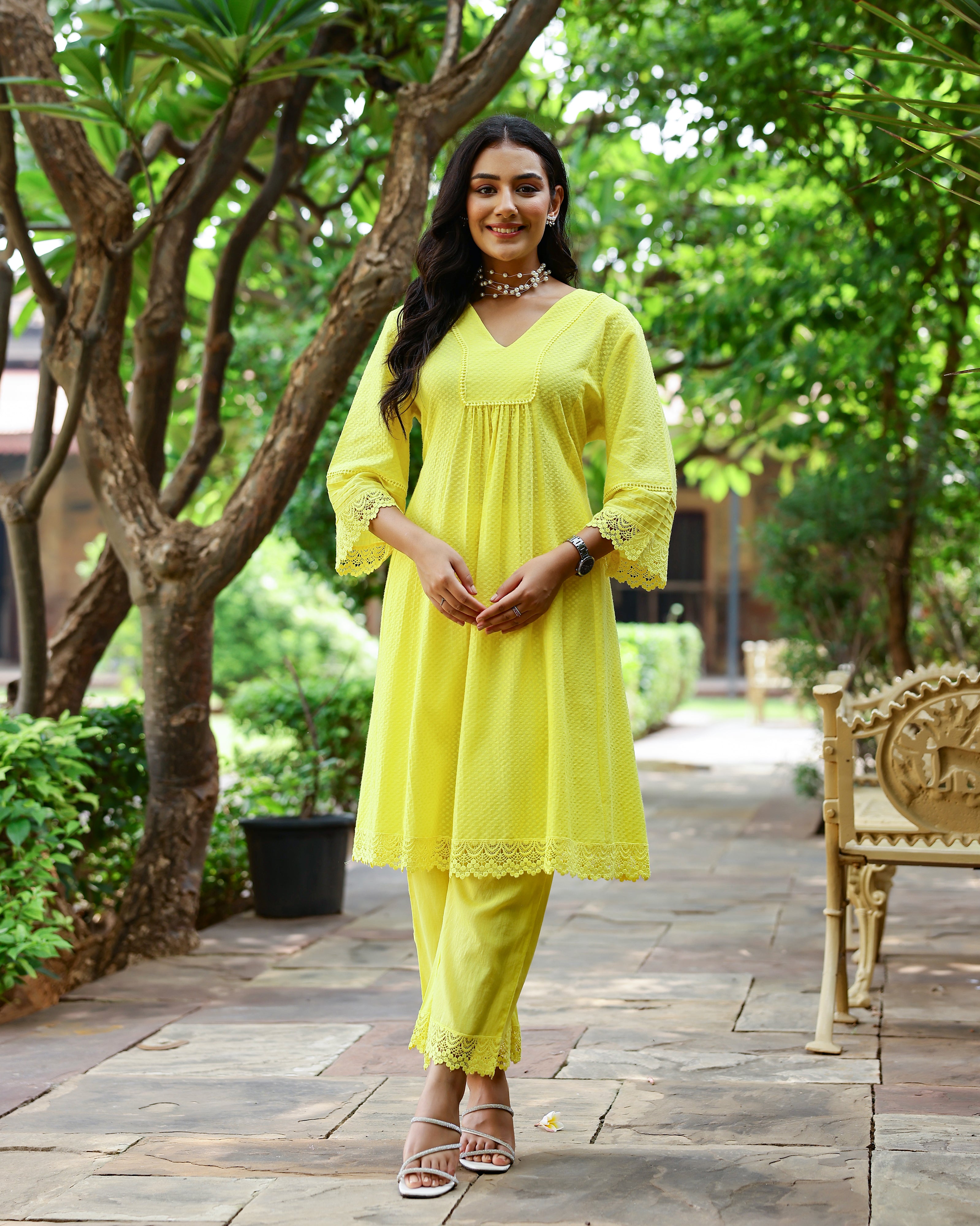 Yellow Dobby Cotton Co-Ord Set