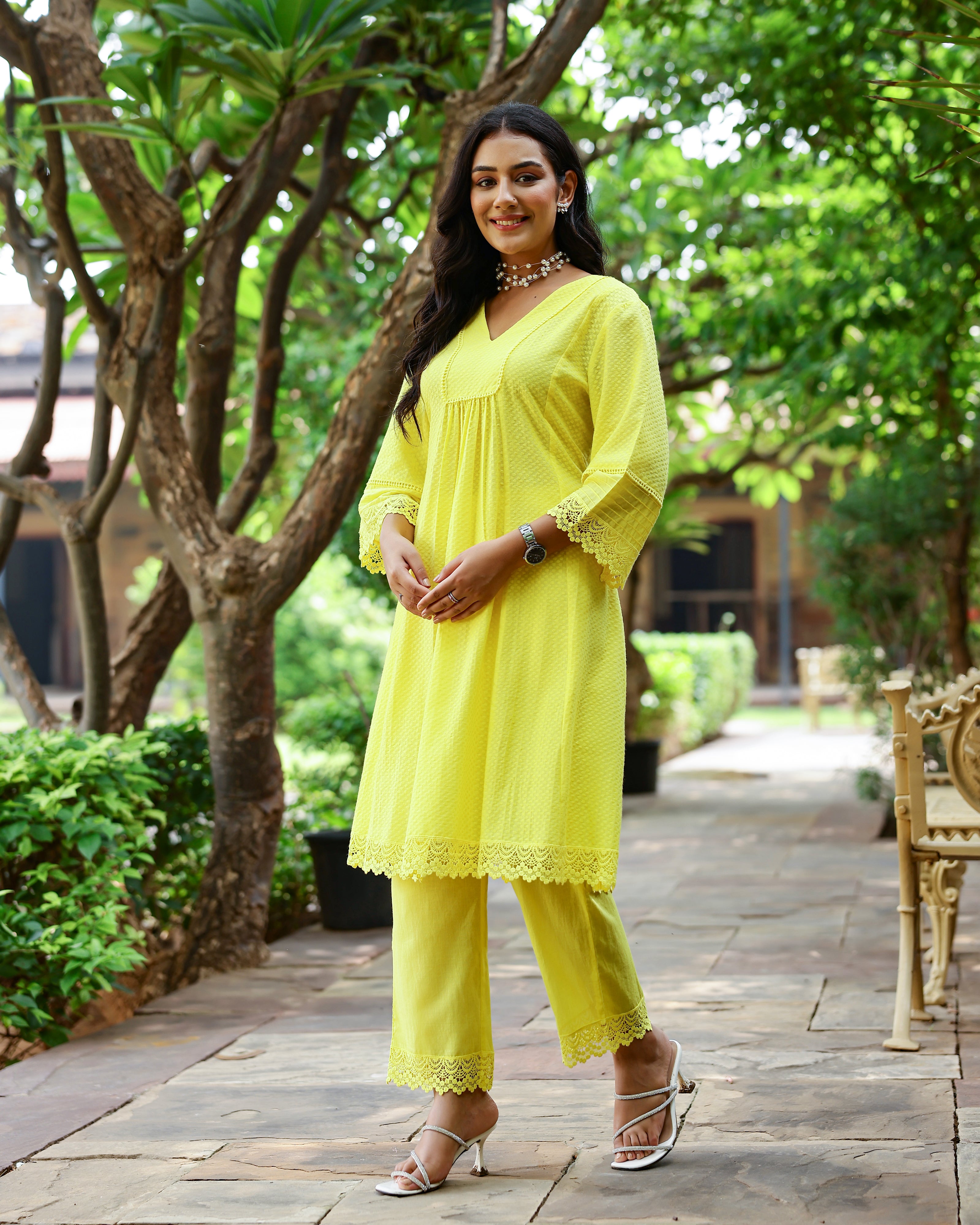 Yellow Dobby Cotton Co-Ord Set