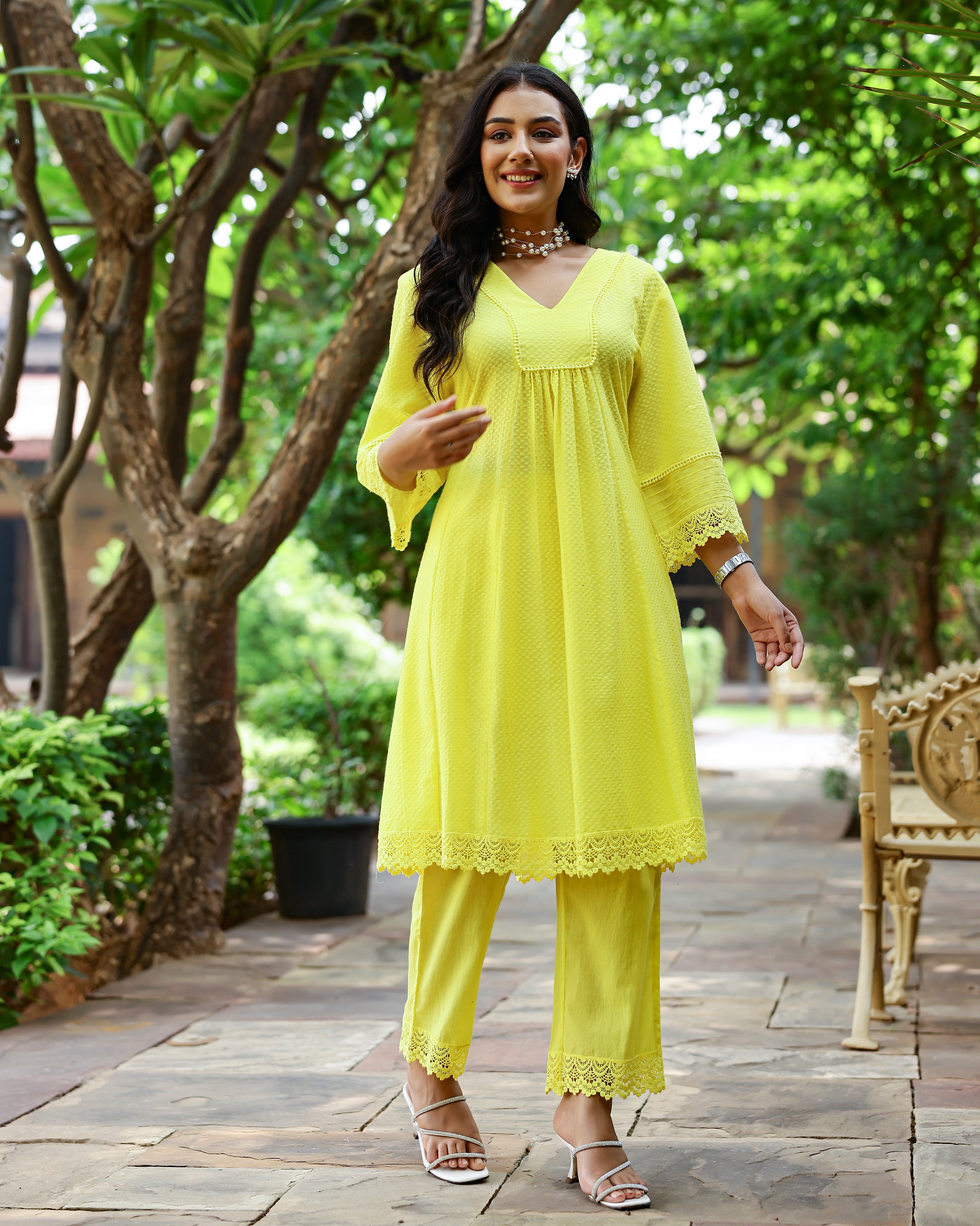 Yellow Dobby Cotton Co-Ord Set