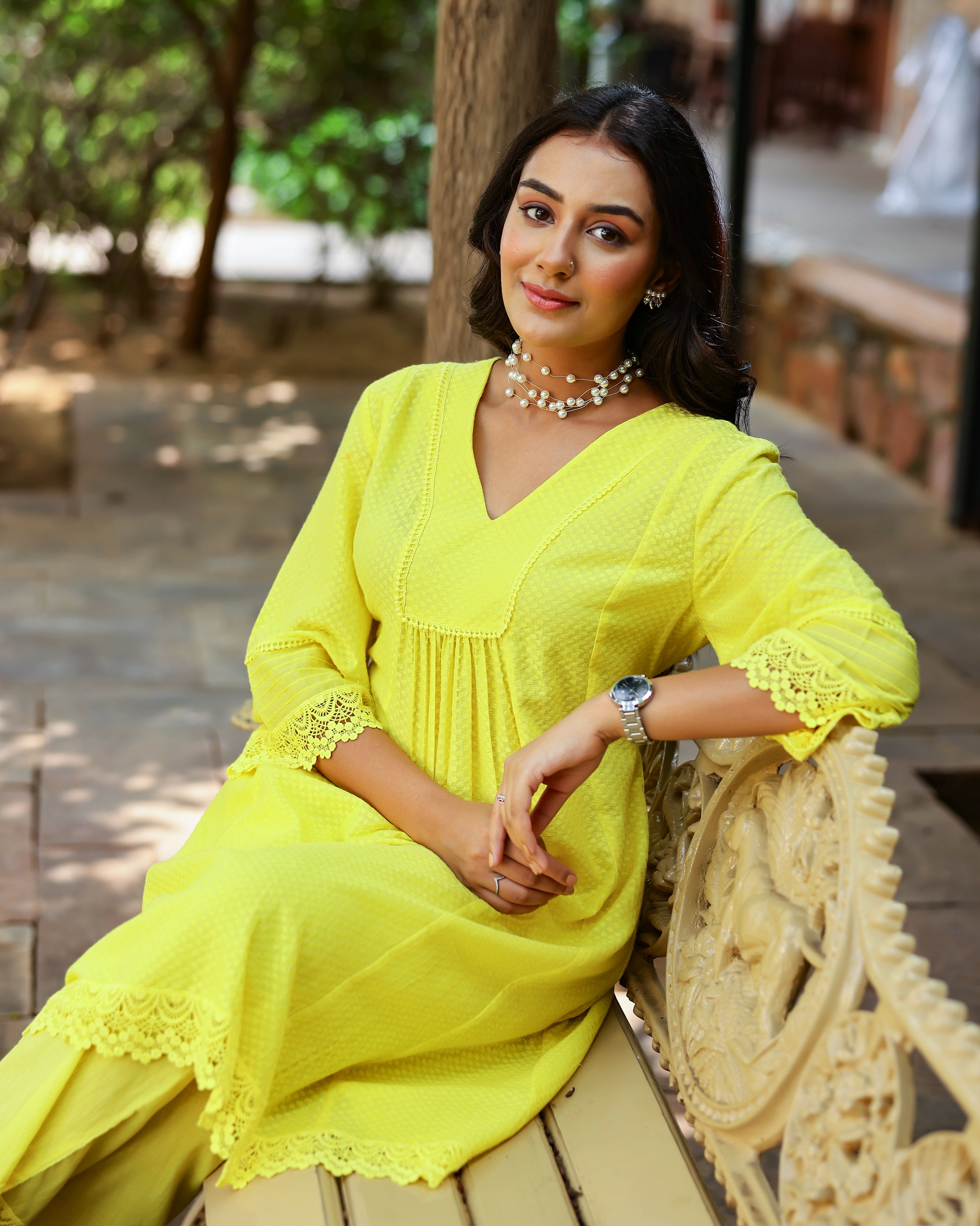 Yellow Dobby Cotton Co-Ord Set
