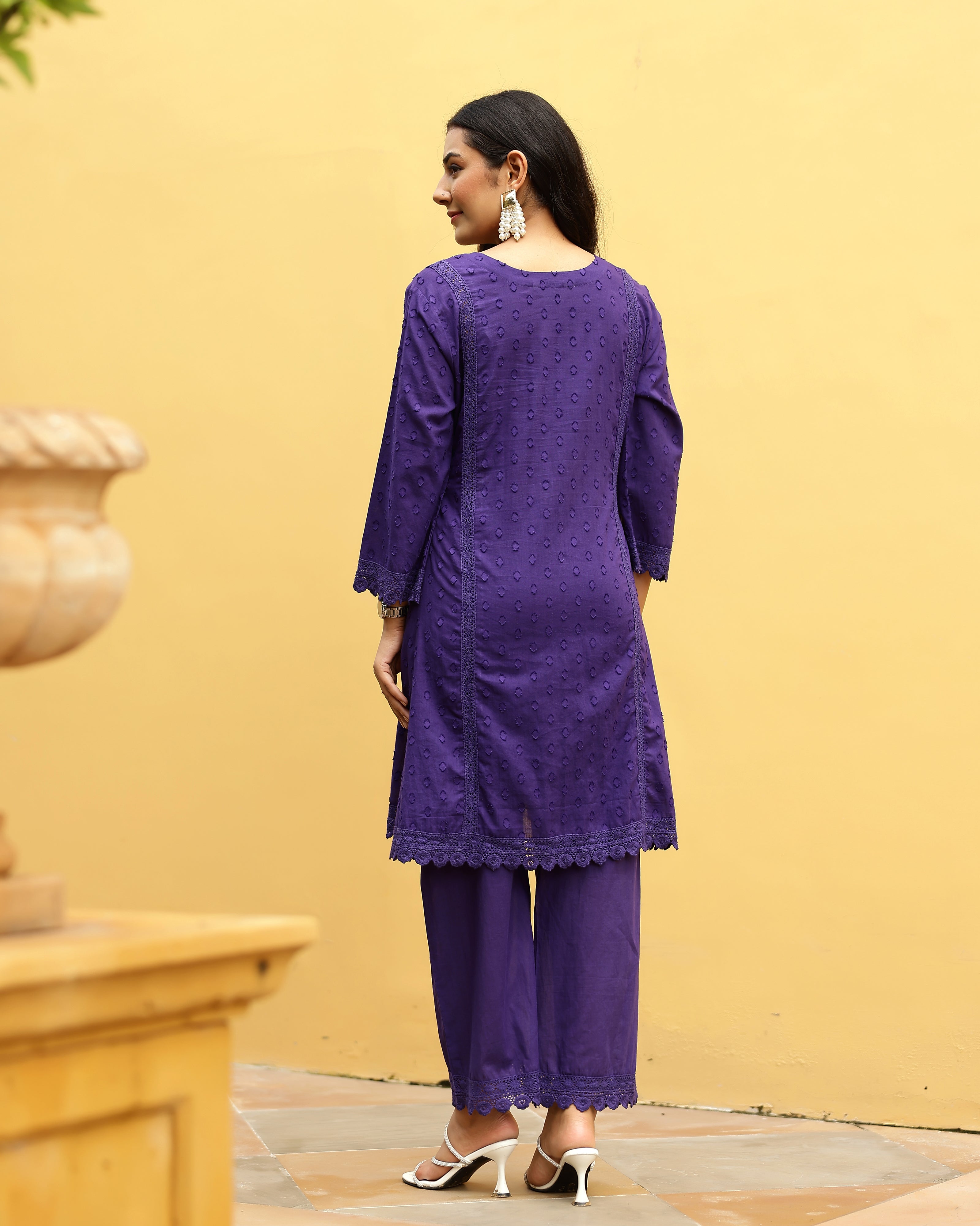 Violet Lace Dobby Cotton Co-Ord Set