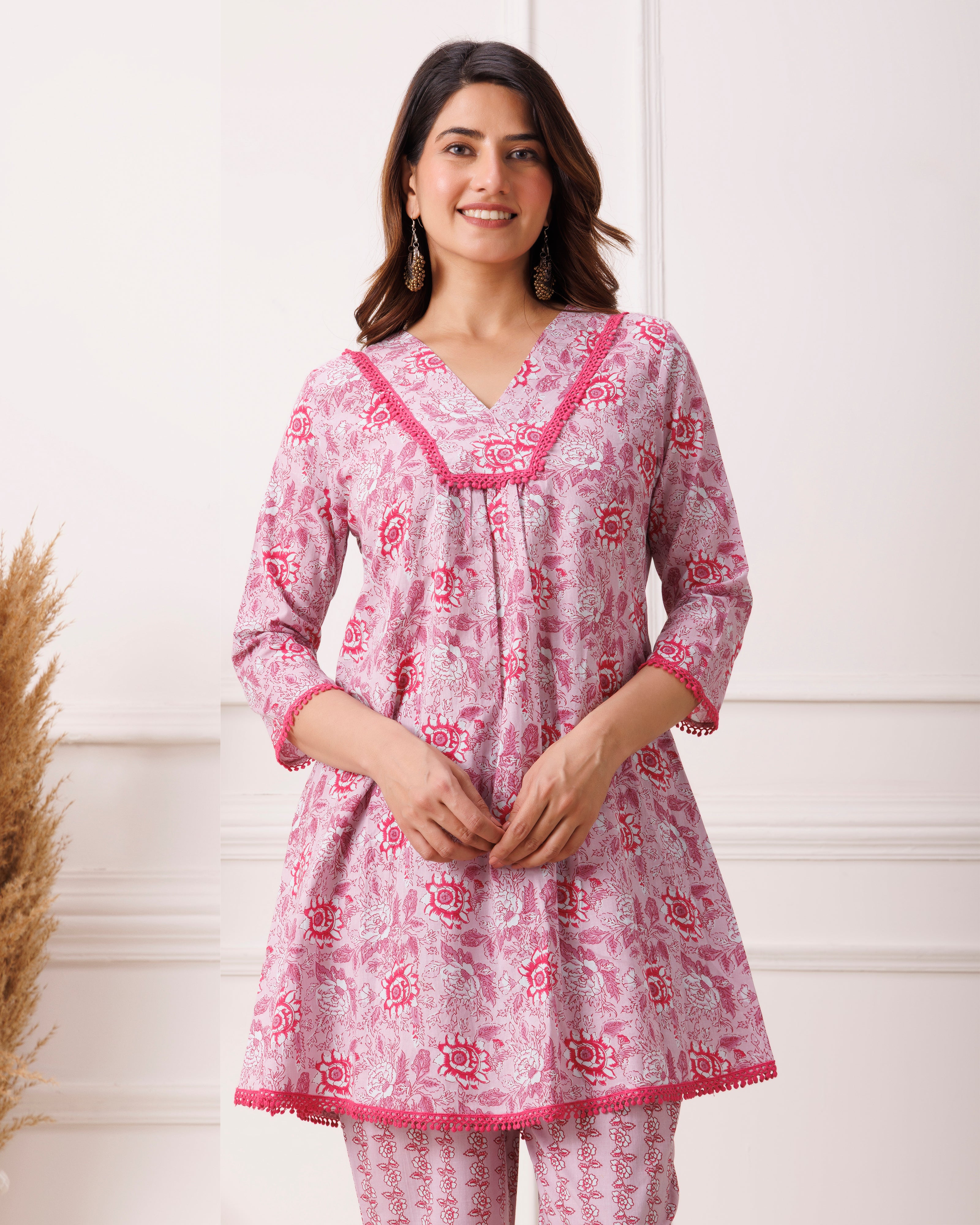 Lilac Block Printed Cotton Co-ord Set