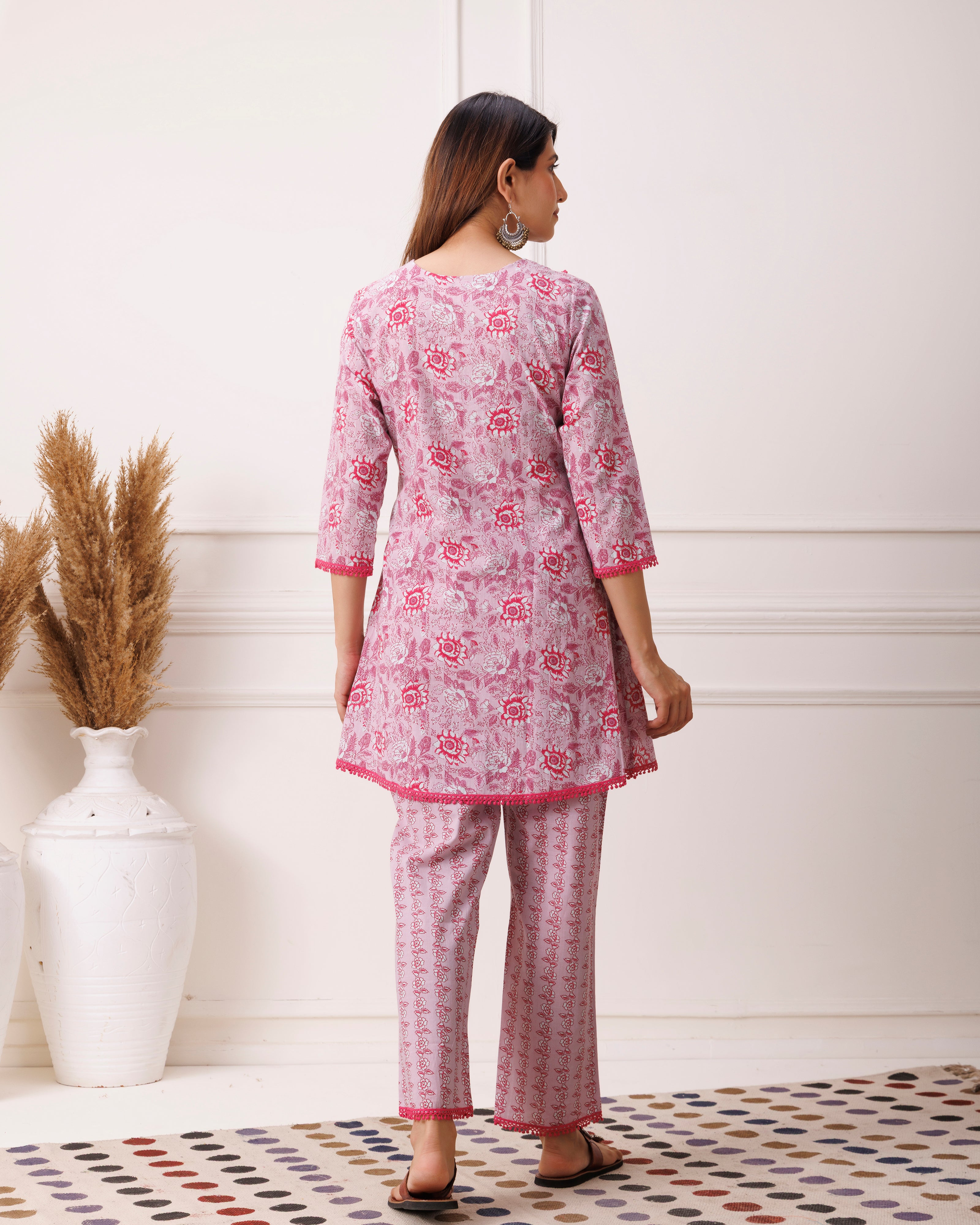 Lilac Block Printed Cotton Co-ord Set