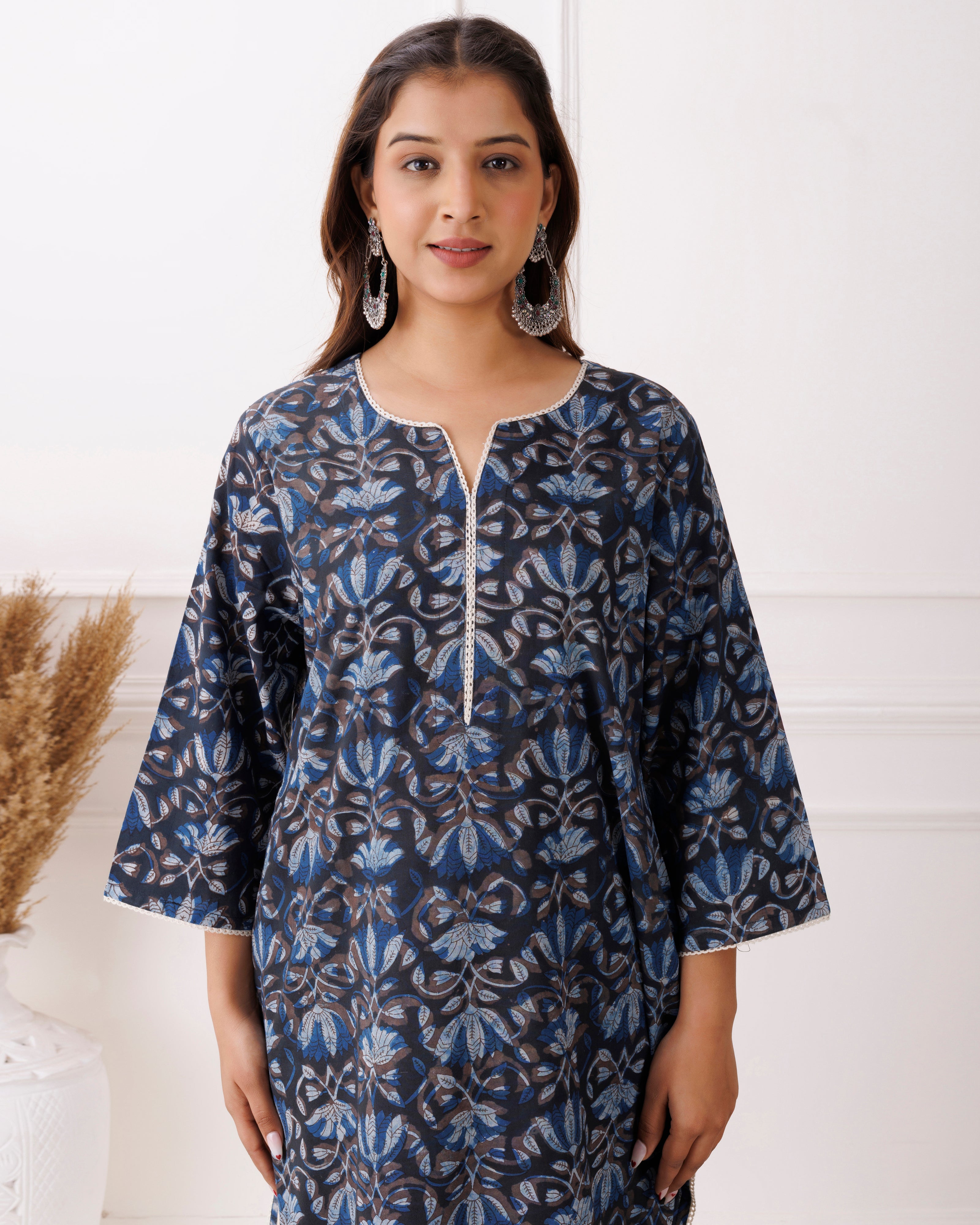 Indigo Handblock Printed Cotton Kurti
