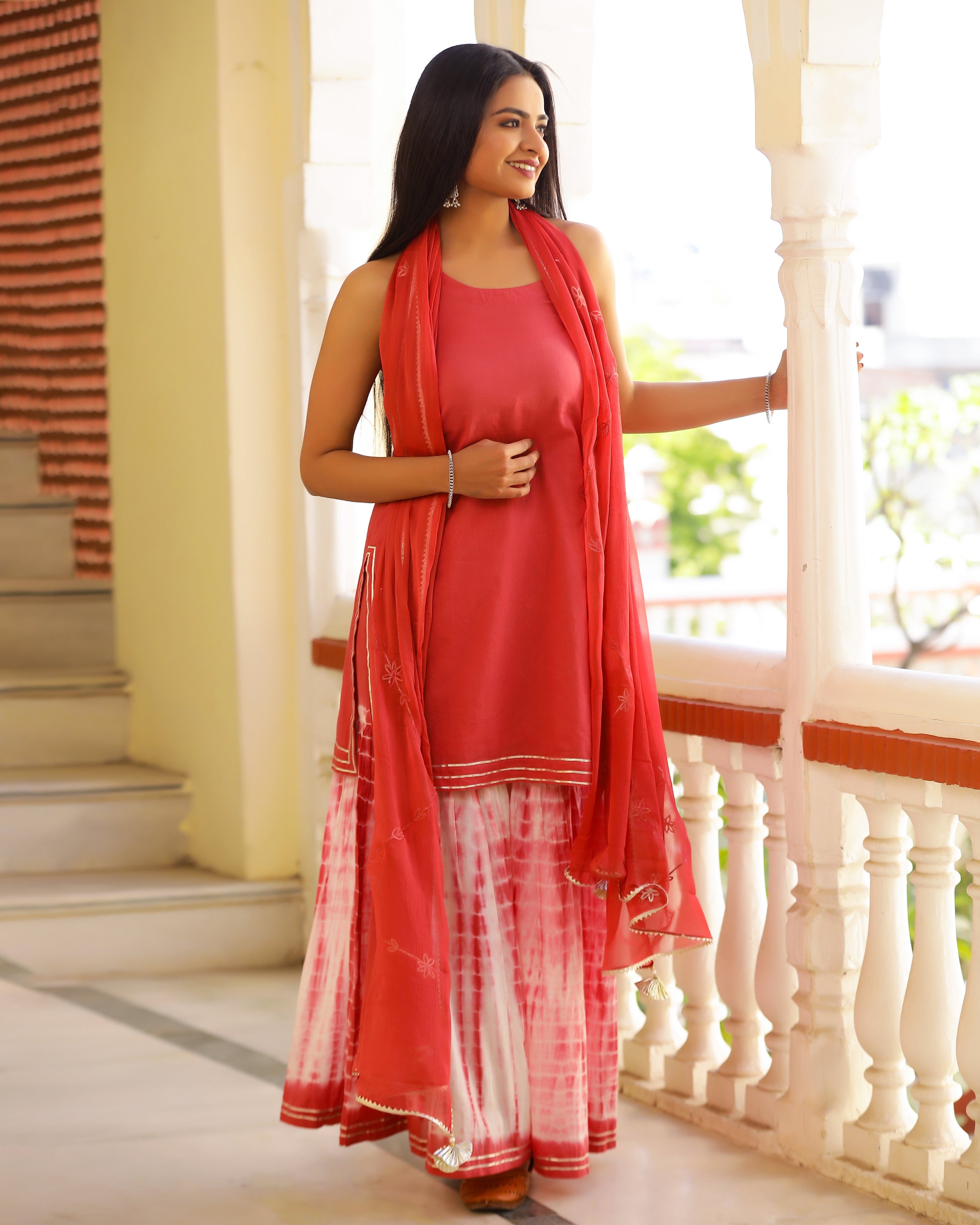 Red Gotapatti Sharara Set