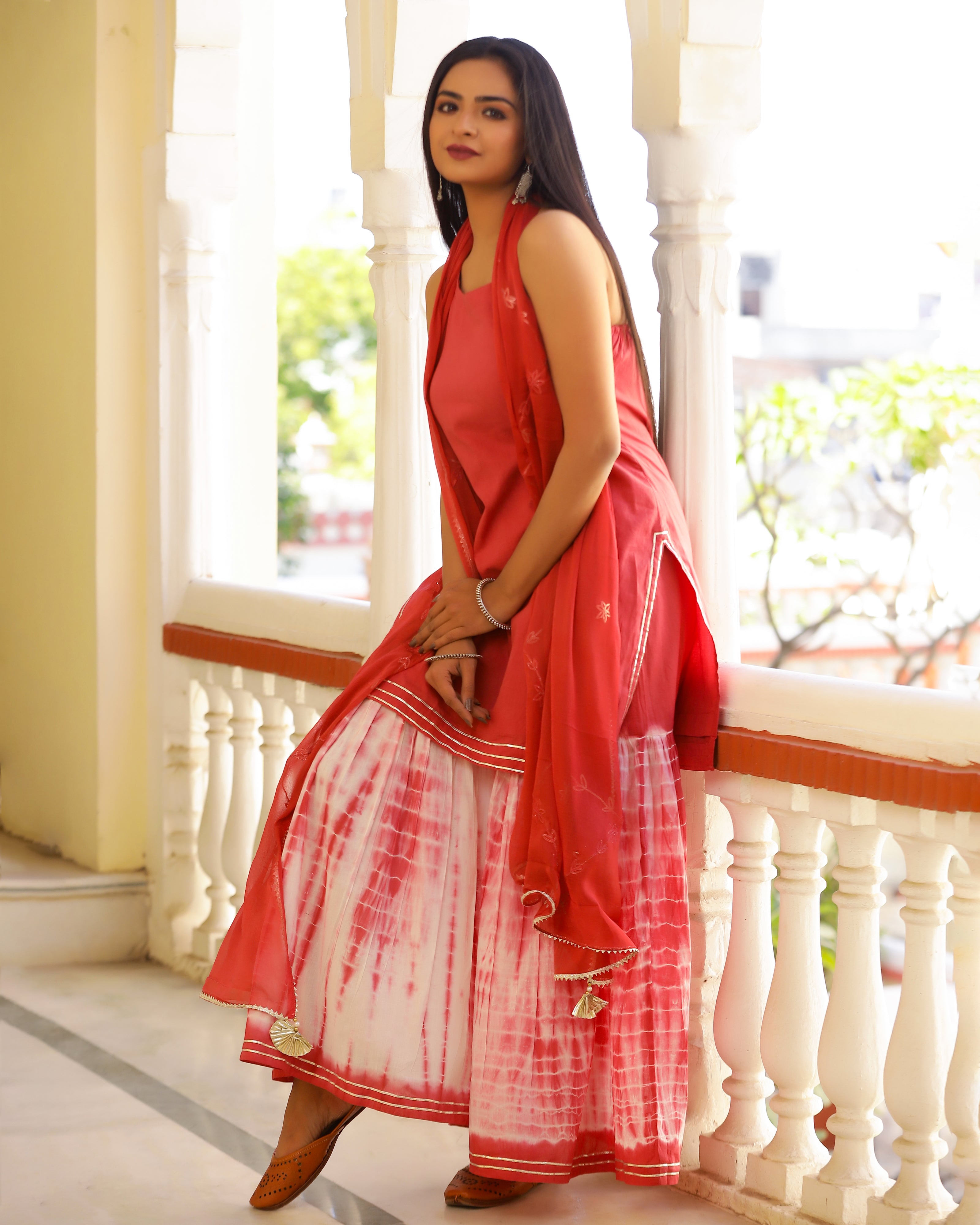 Red Gotapatti Sharara Set