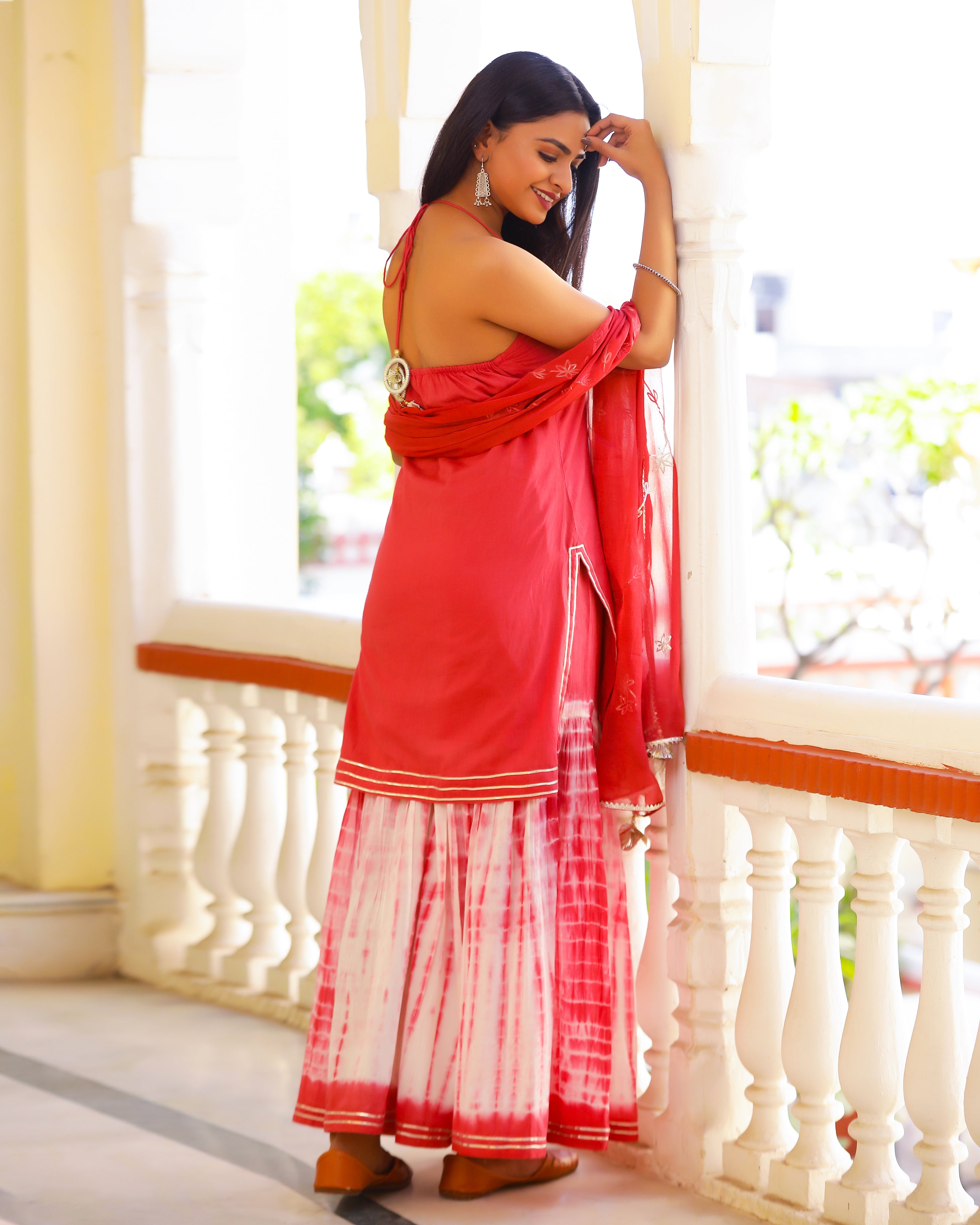 Red Gotapatti Sharara Set