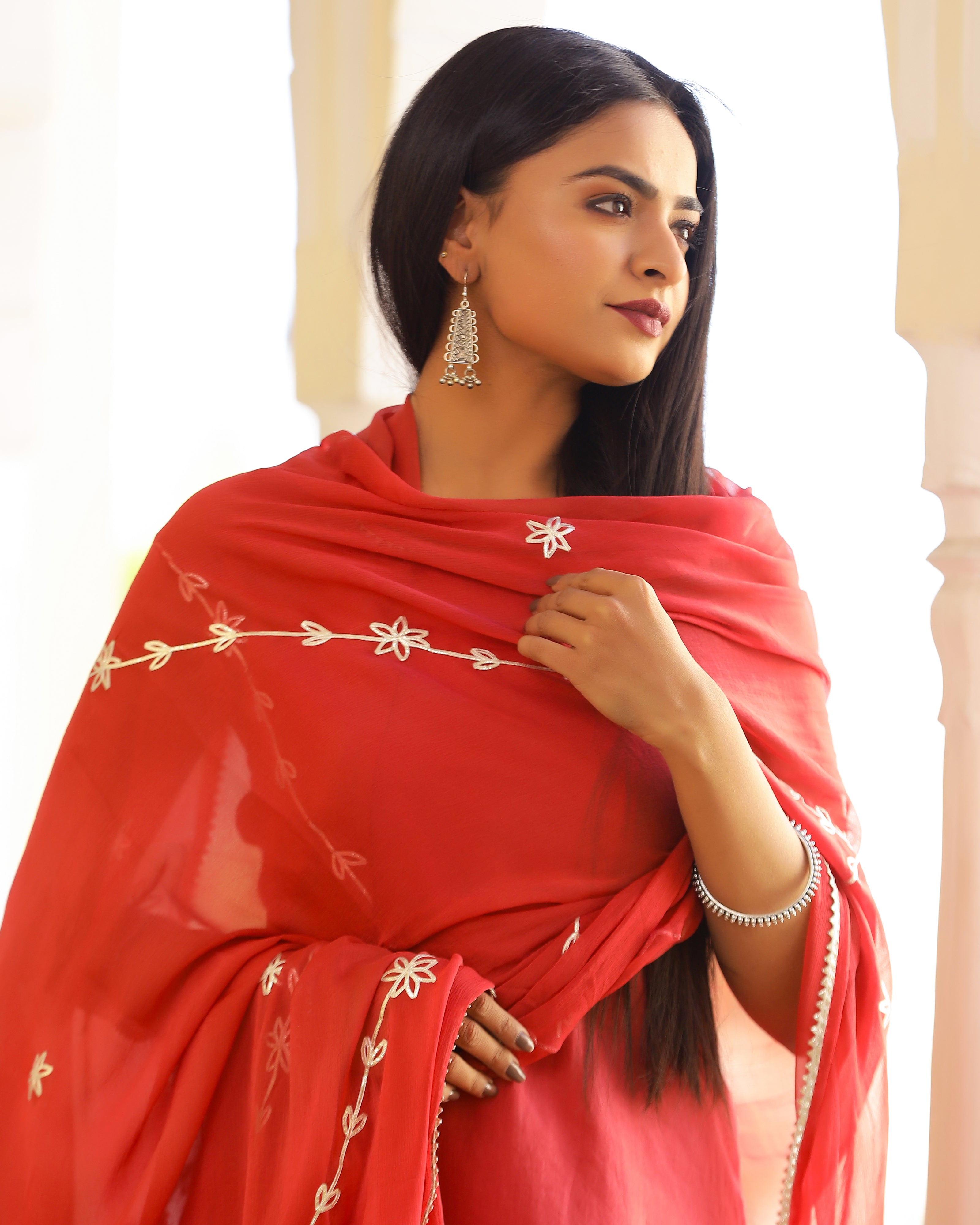Red Gotapatti Sharara Set