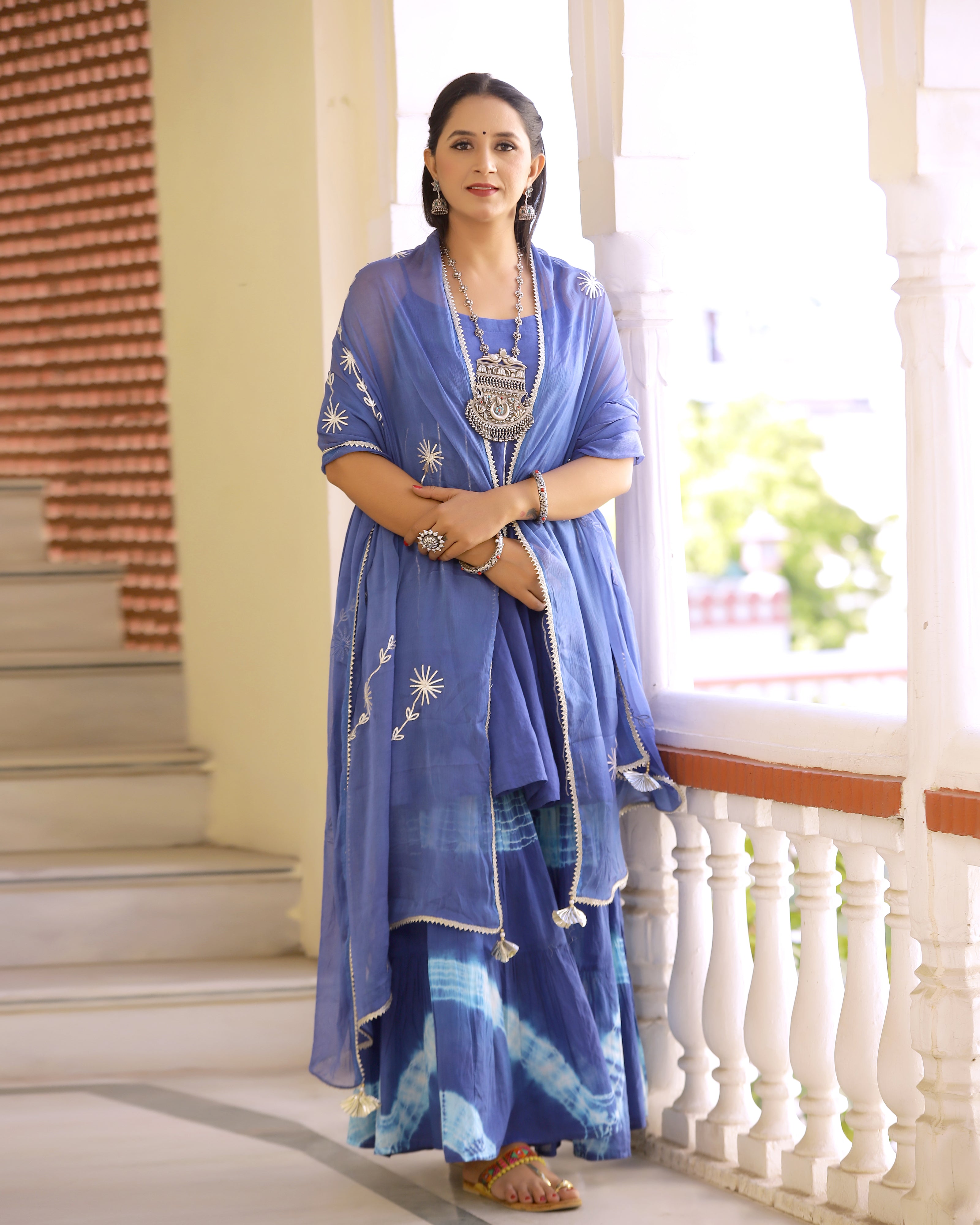 Blue Gotapatti Sharara Set