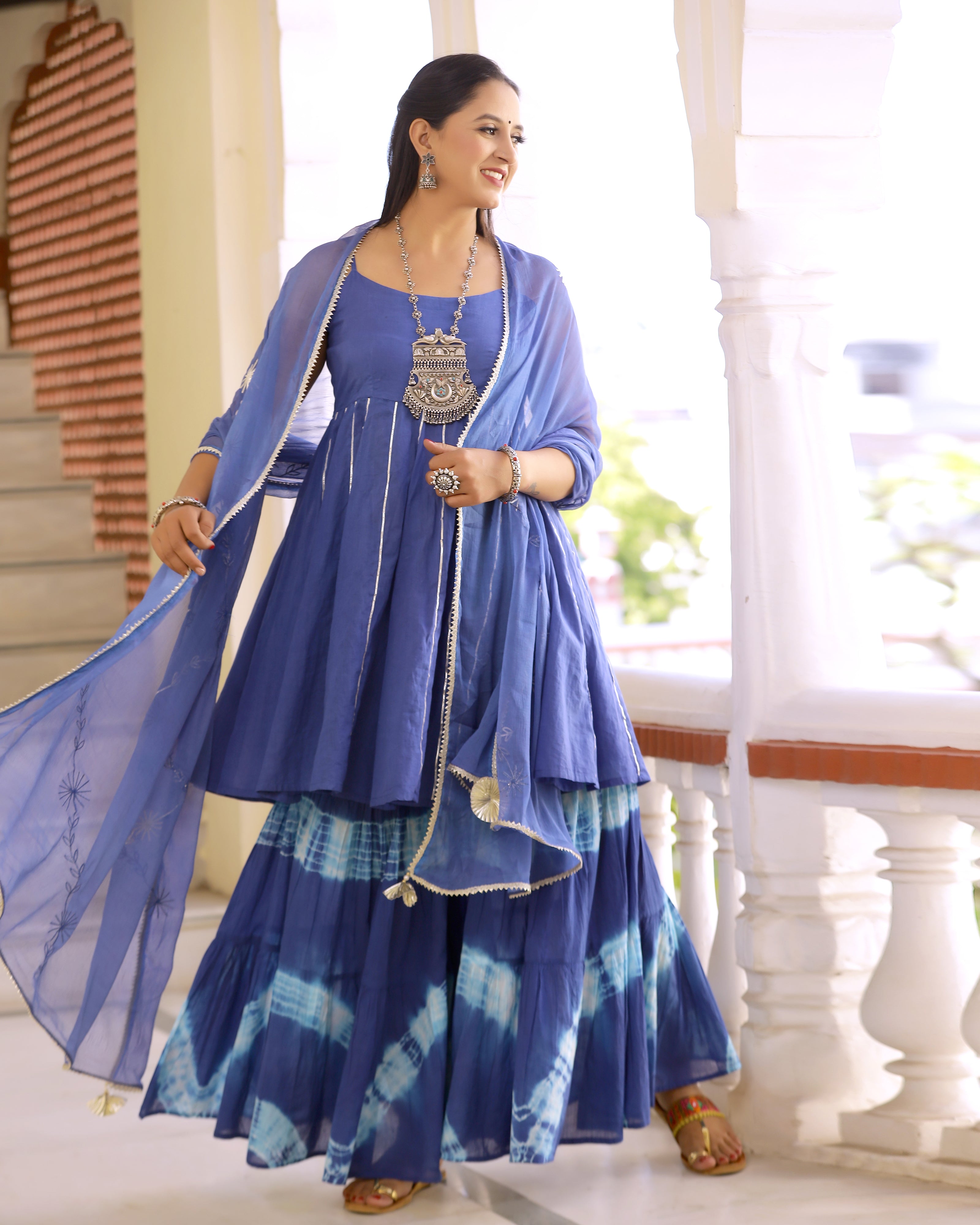 Blue Gotapatti Sharara Set