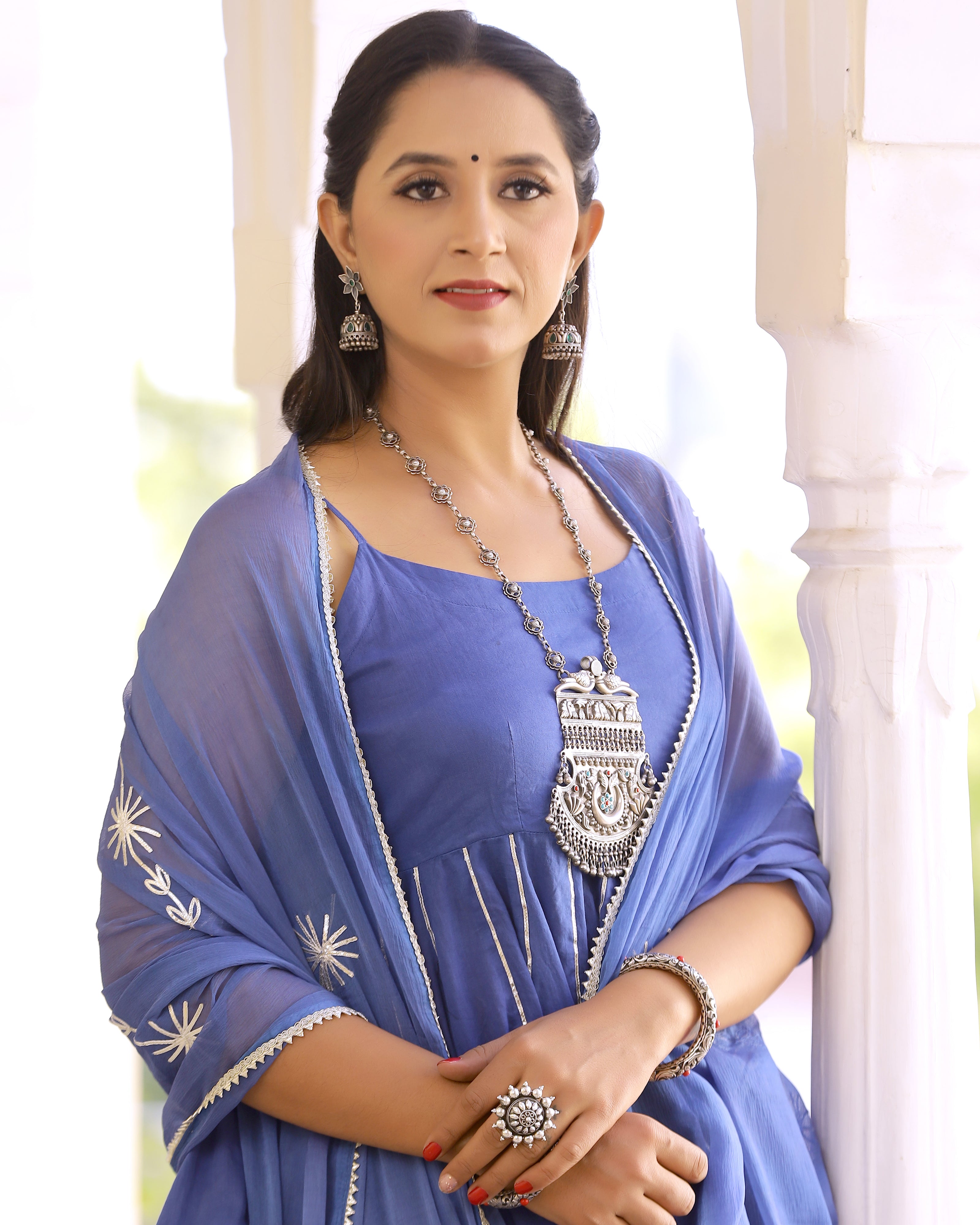 Blue Gotapatti Sharara Set