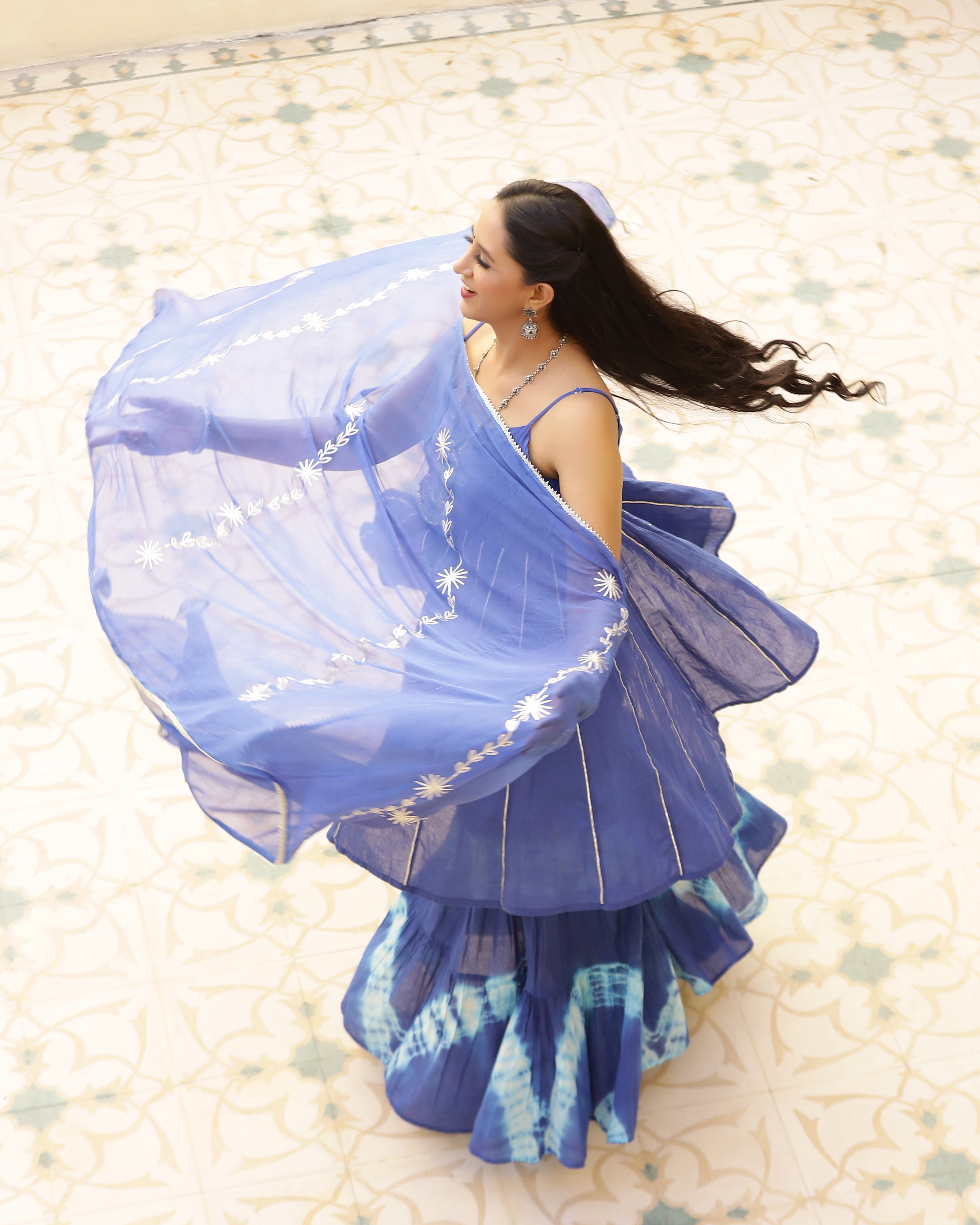 Blue Gotapatti Sharara Set