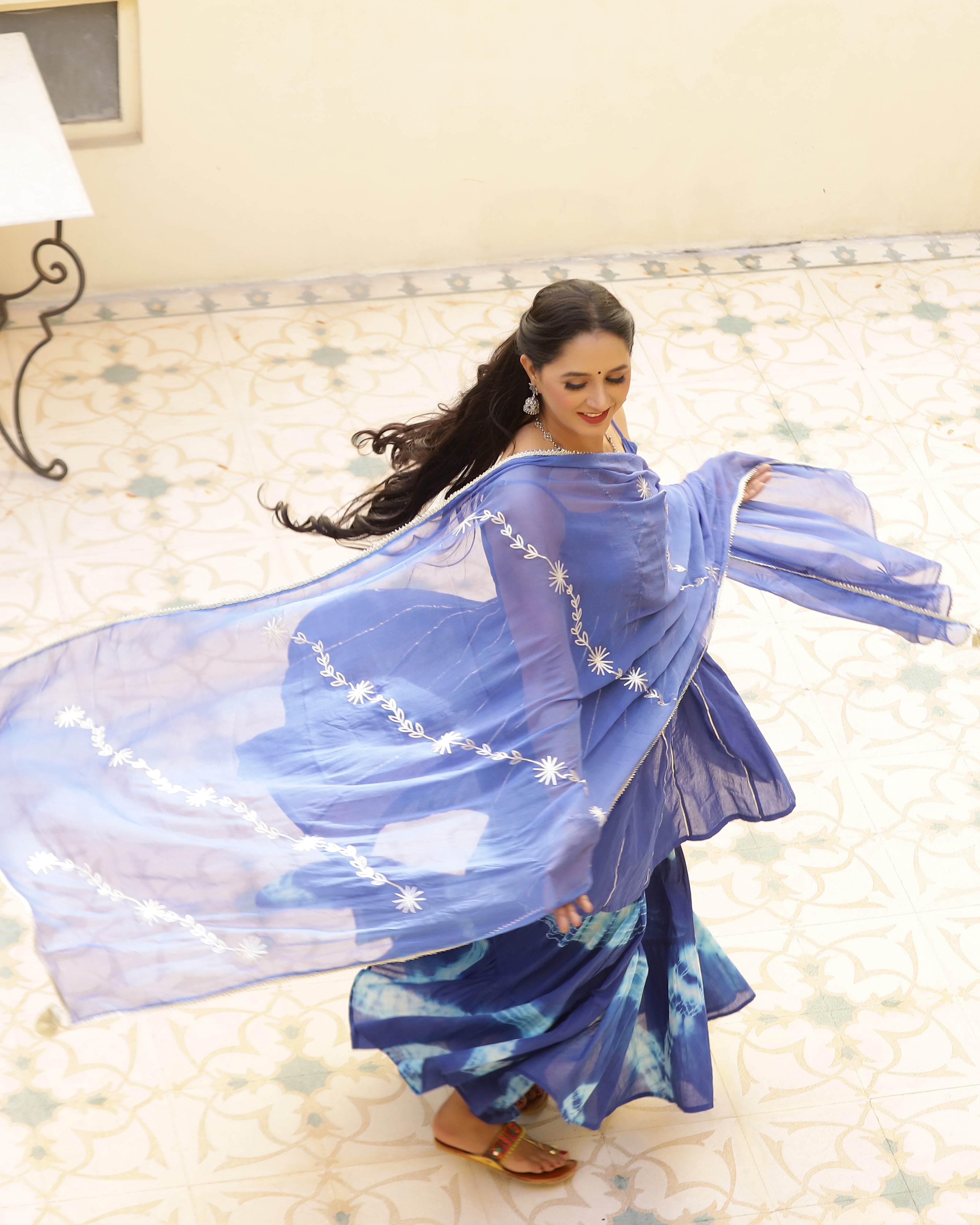 Blue Gotapatti Sharara Set