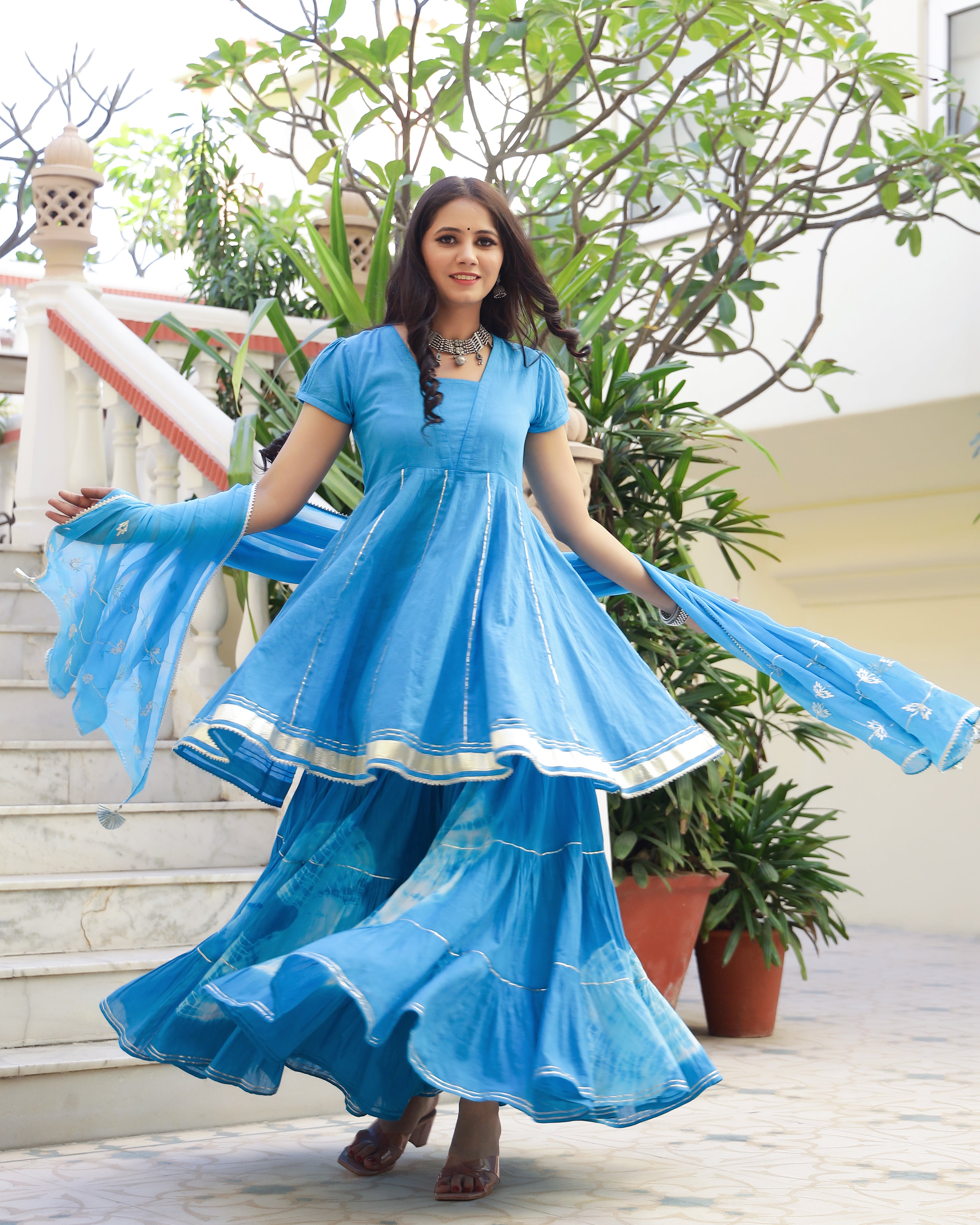 Turquoise Gotapatti Sharara Set