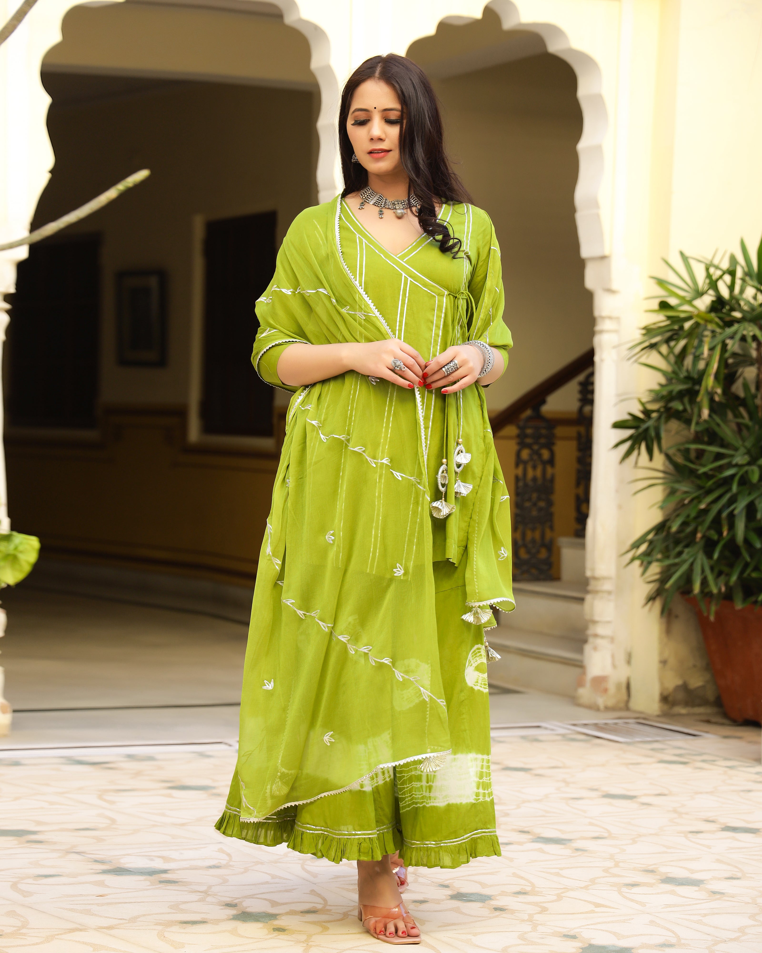 Green Gotapatti Sharara Set