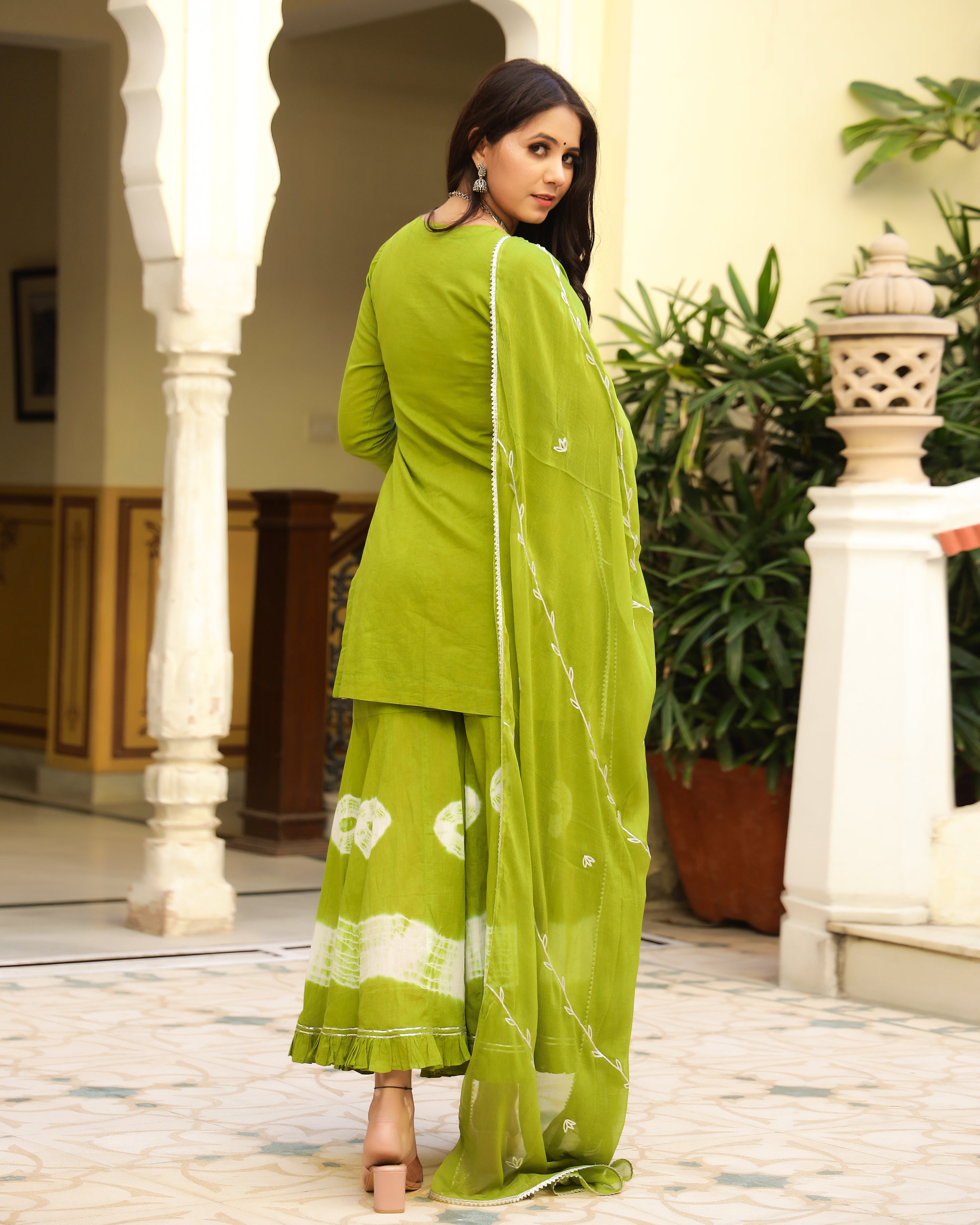 Green Gotapatti Sharara Set