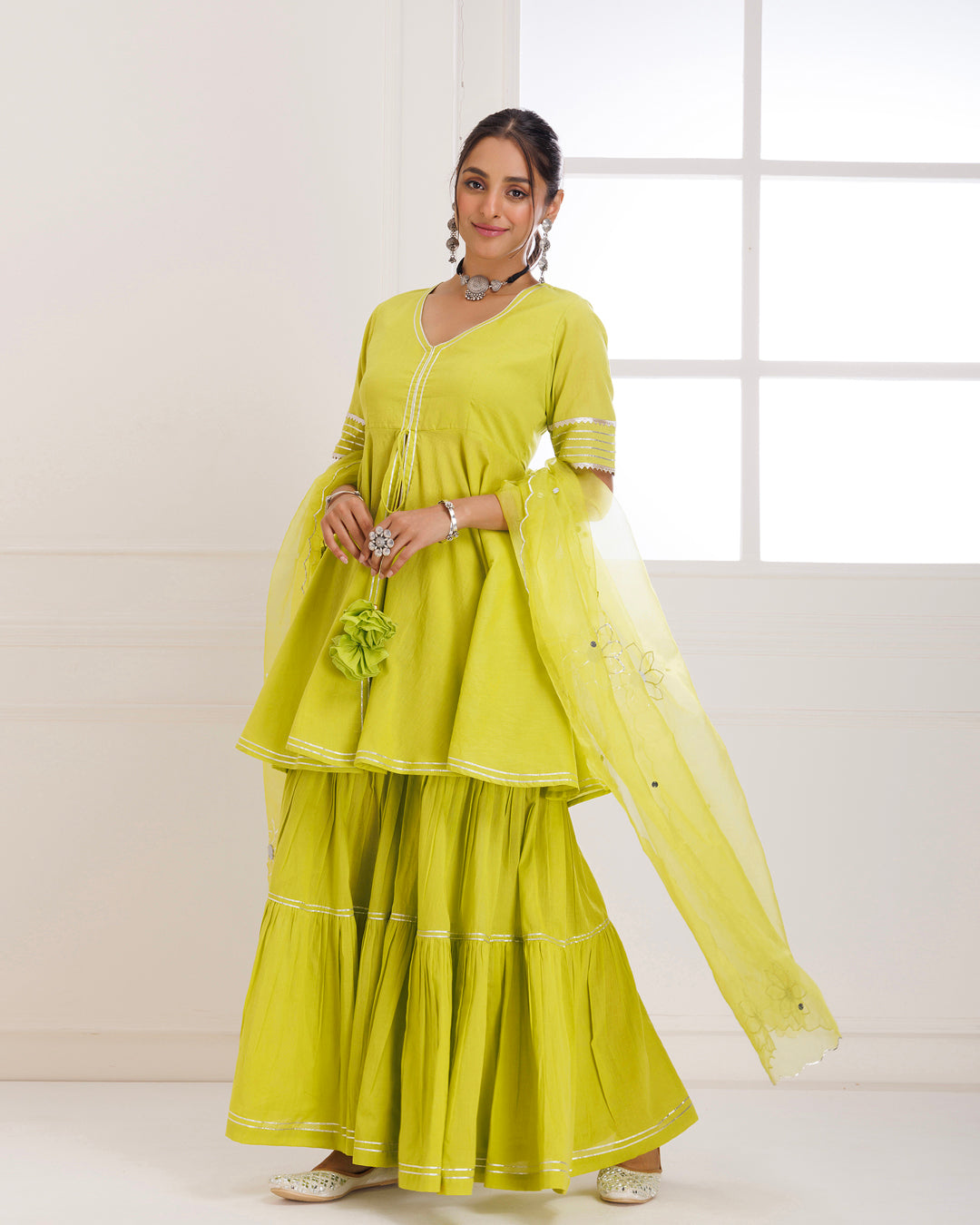 Panihari Green Gotapatti Sharara Set