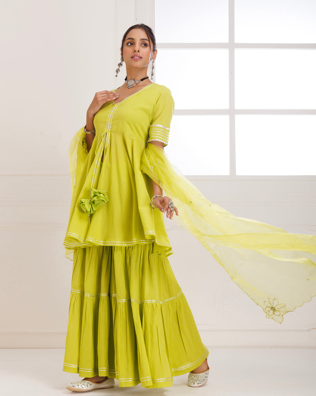 Panihari Green Gotapatti Sharara Set