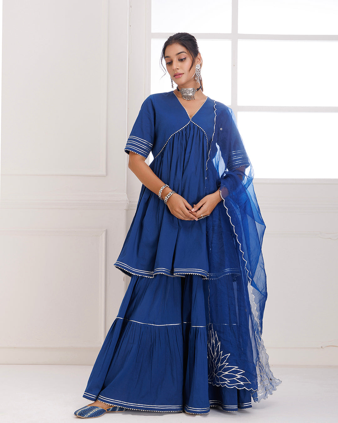 Panihari Blue Gotapatti Sharara Set