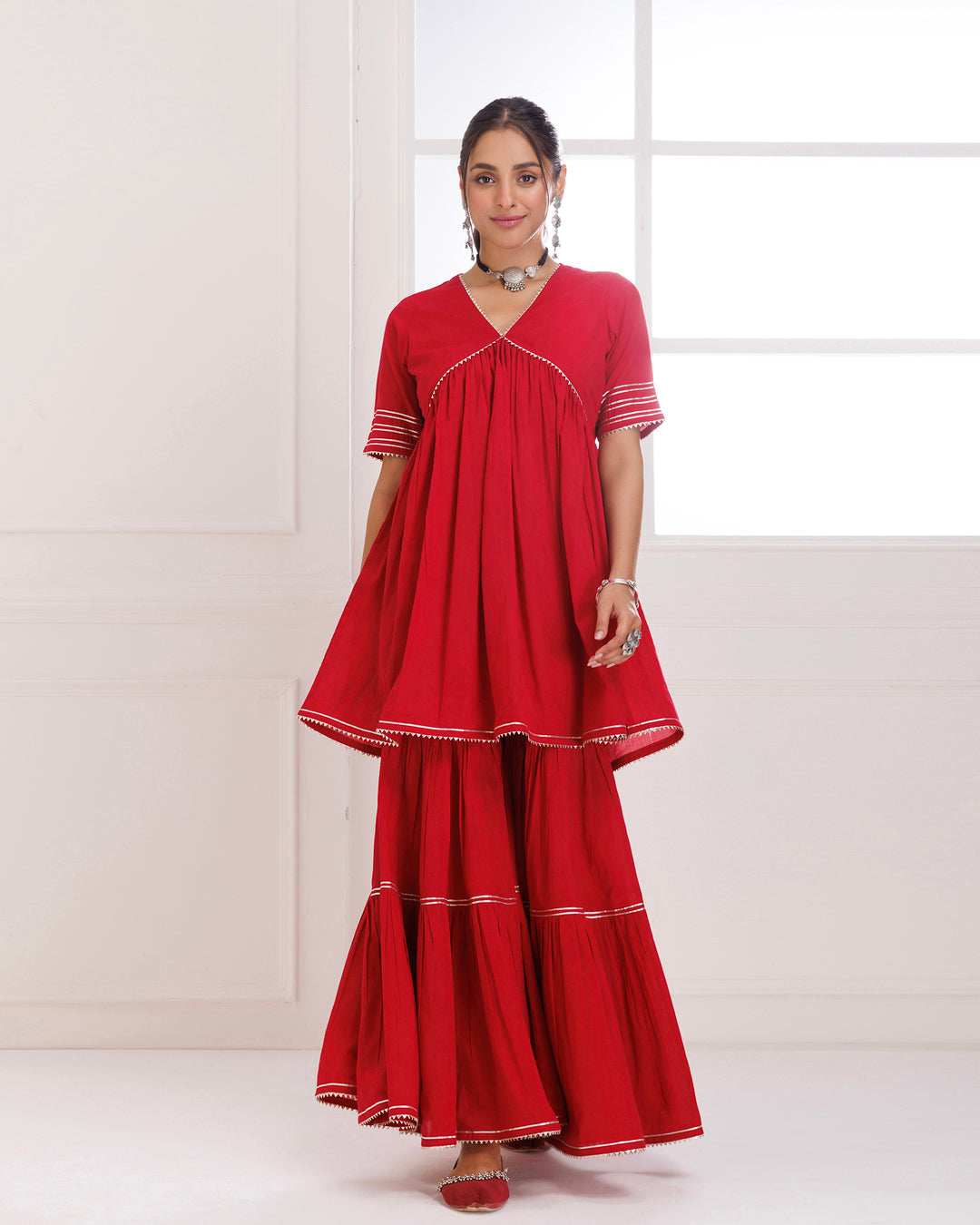 Panihari Red Gotapatti Sharara Set