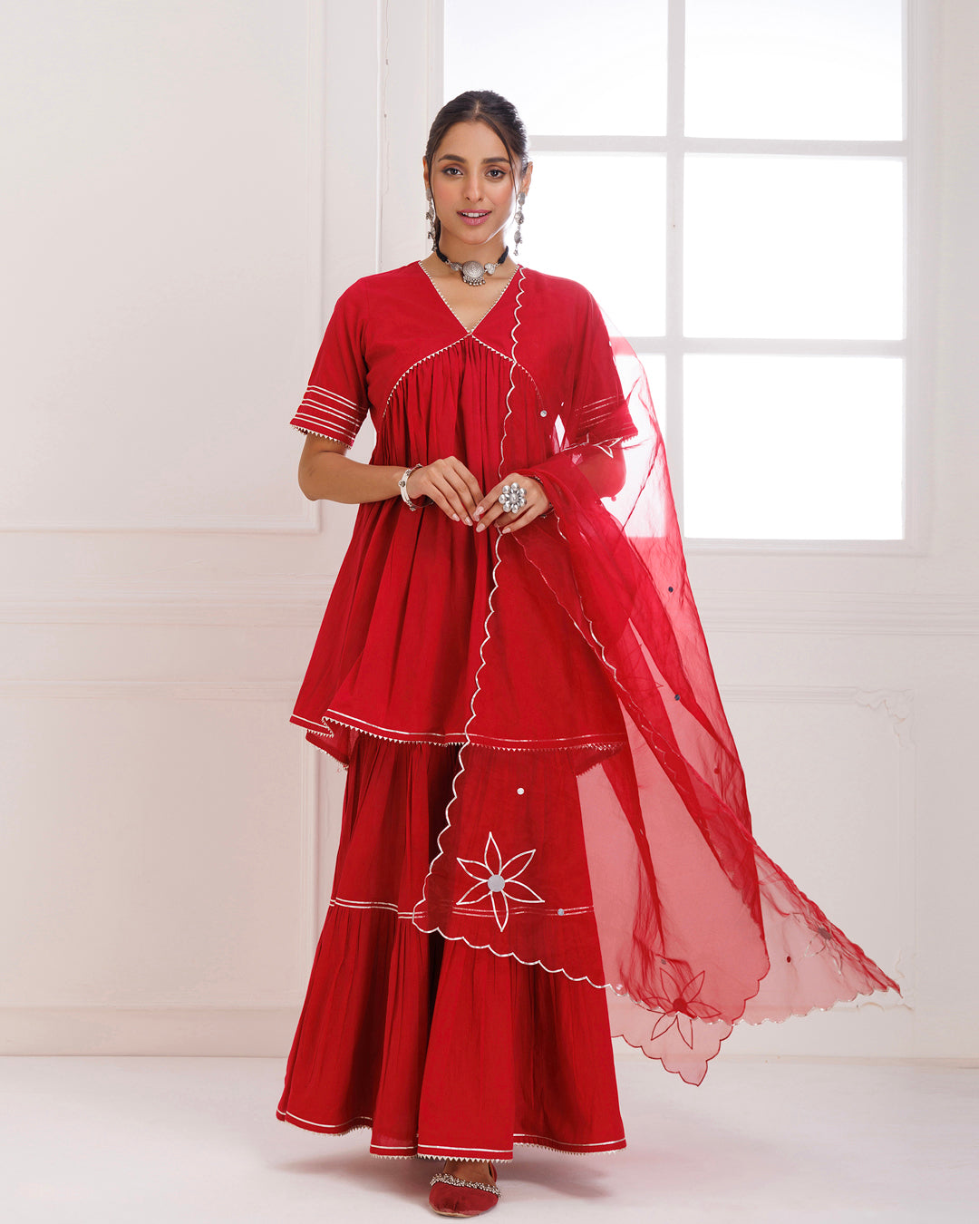 Panihari Red Gotapatti Sharara Set