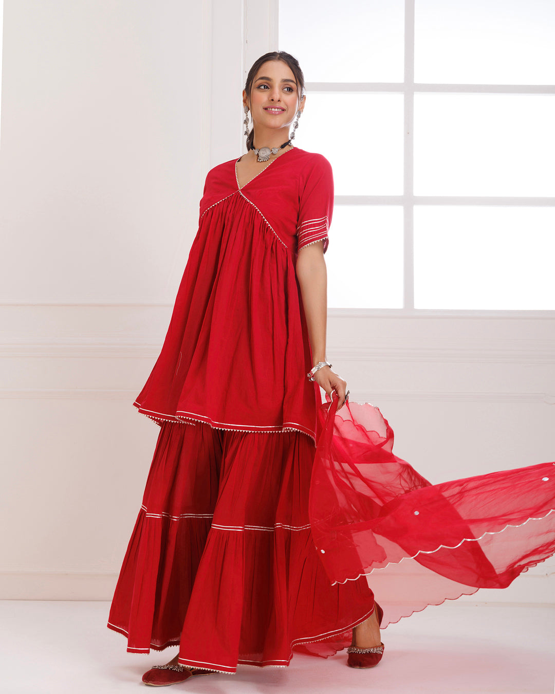 Panihari Red Gotapatti Sharara Set