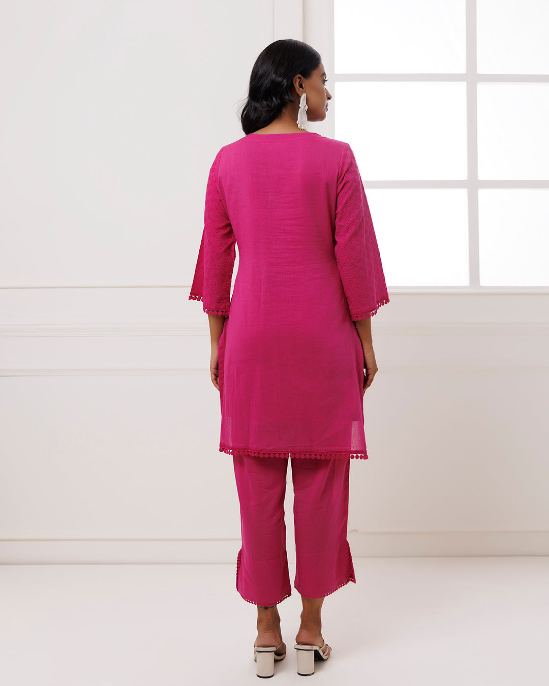 Pink Schiffli Kurta Set