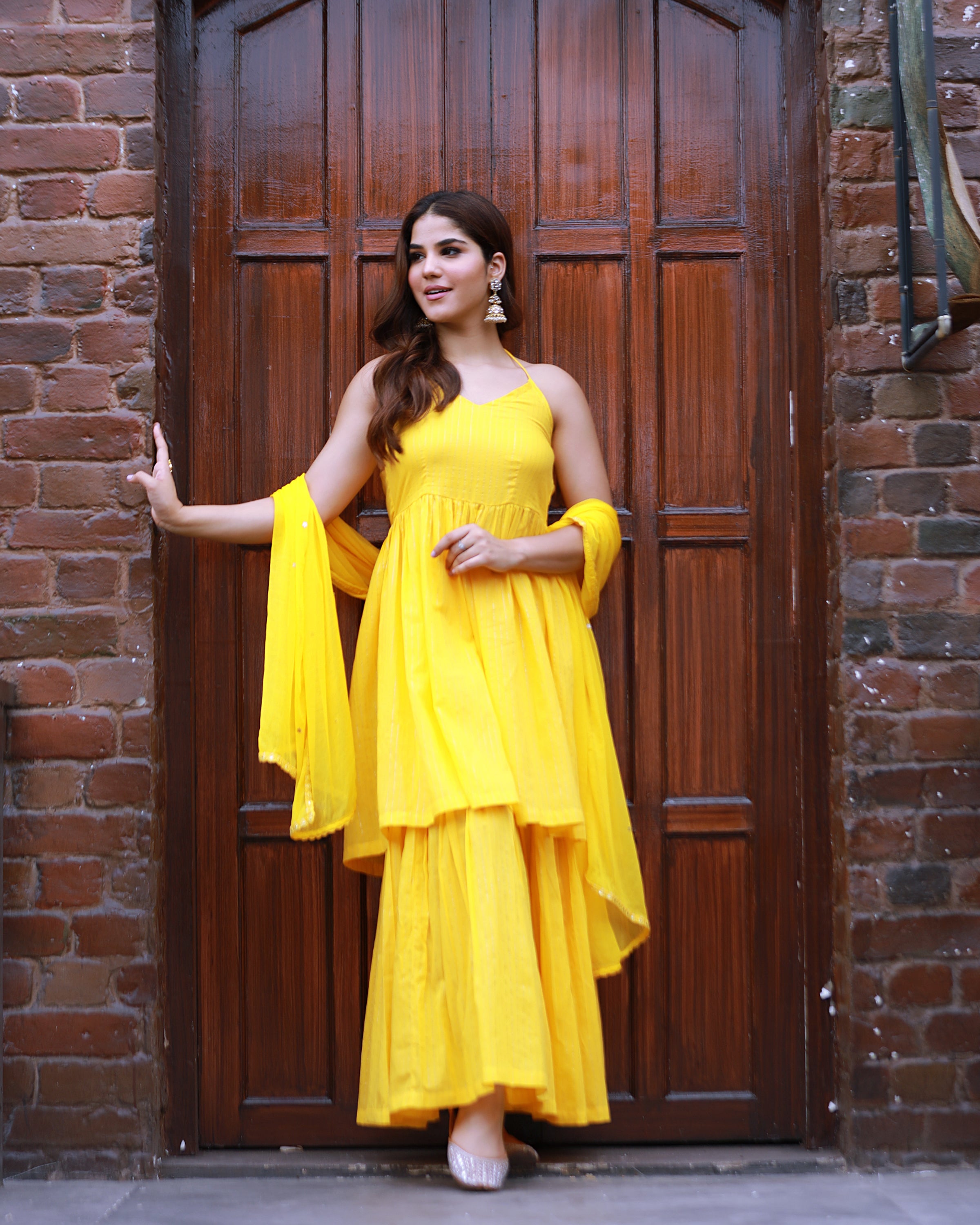 Sitara Yellow Lurex Sharara Suit