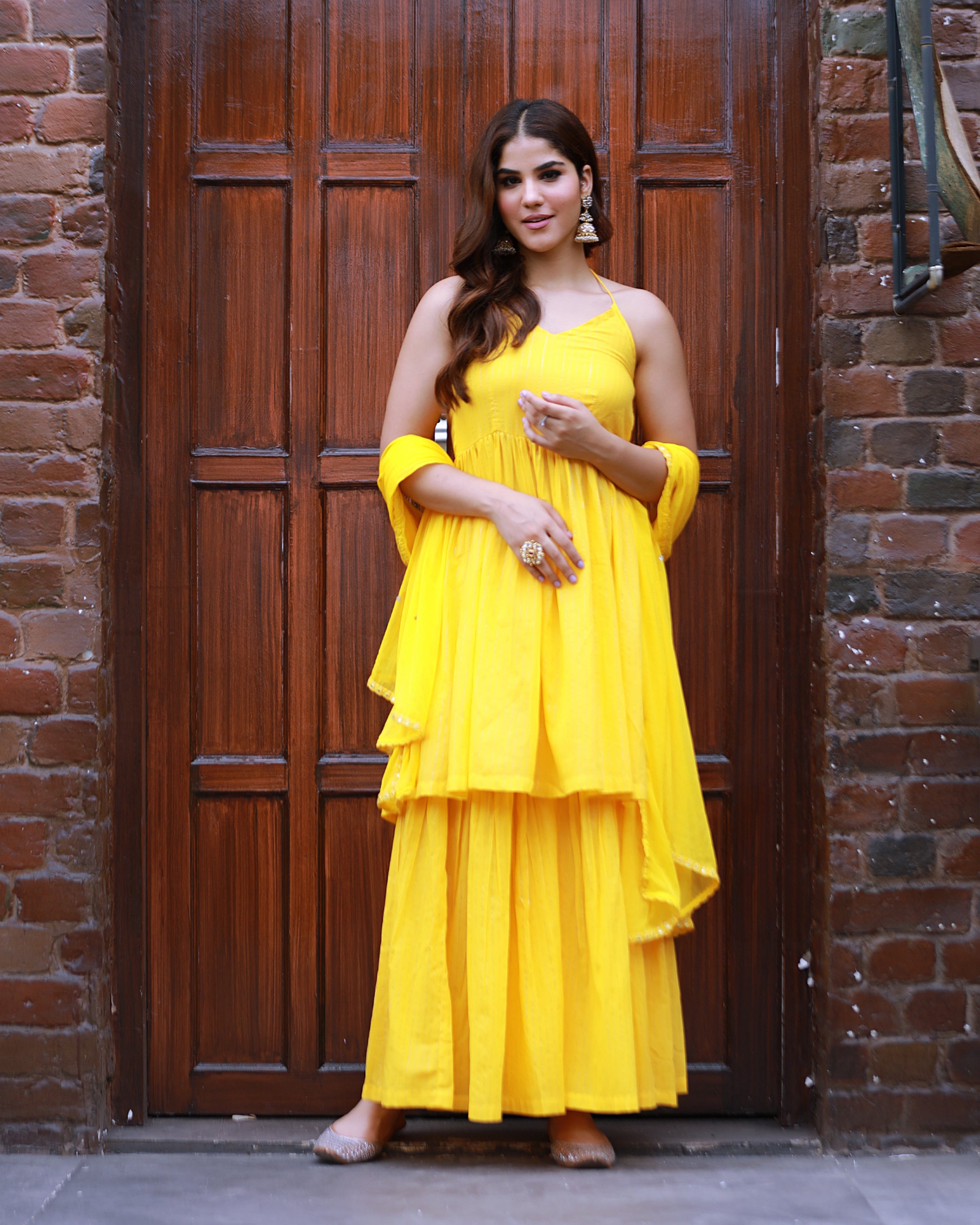 Sitara Yellow Lurex Sharara Suit