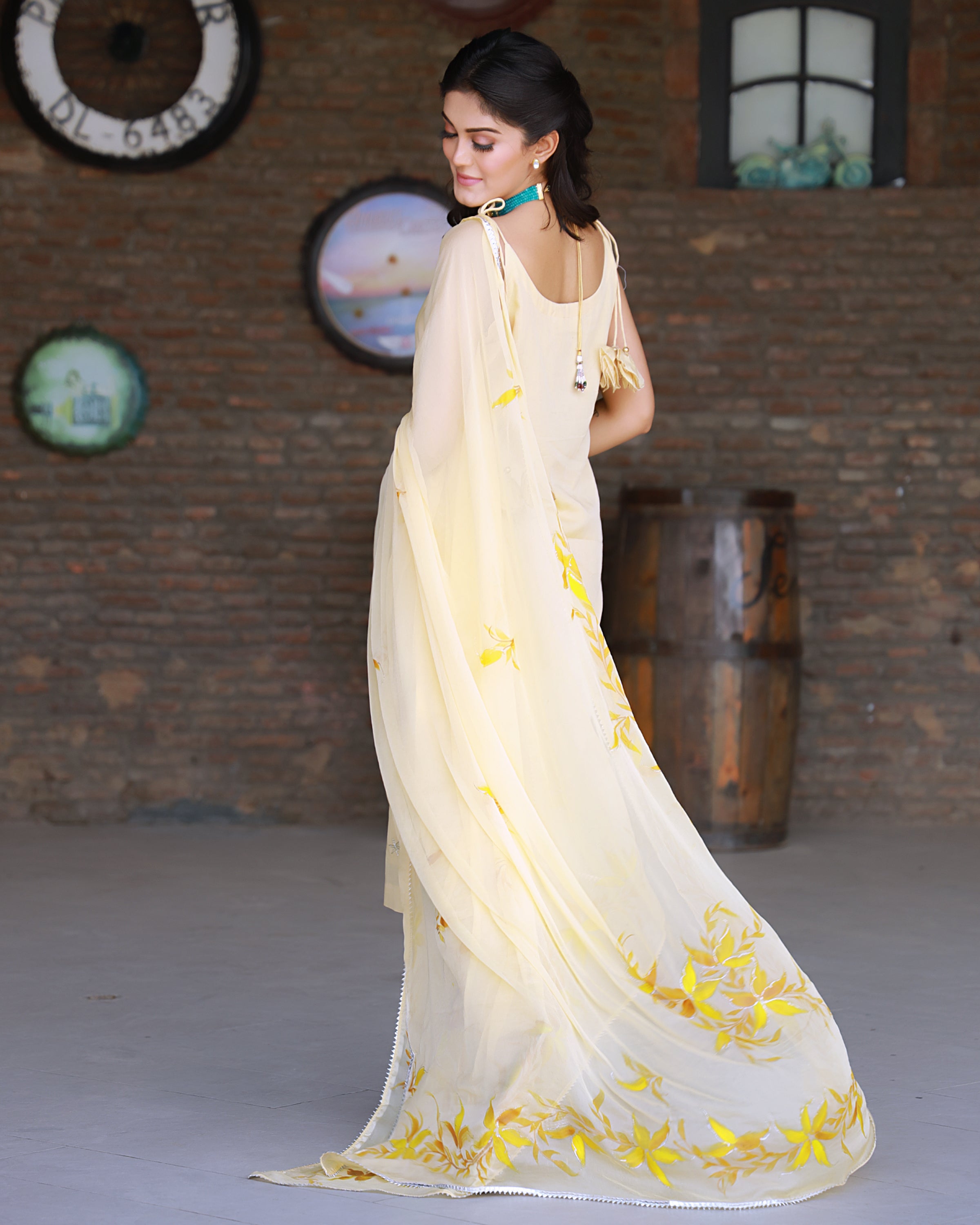 Heer Beige Hand Embroidered Silk Kurta Pant with Hand Painted Dupatta