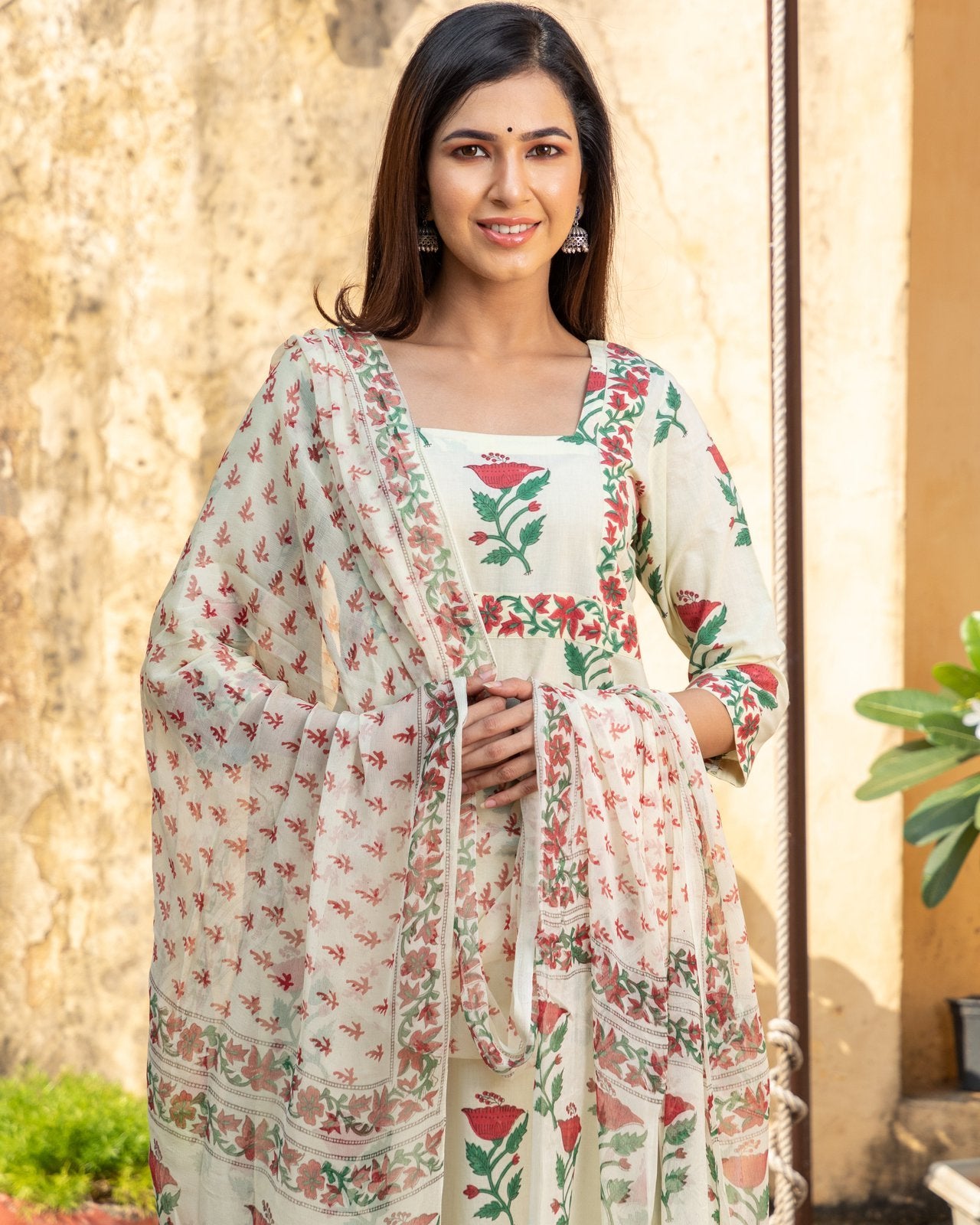 Lime Yellow Hand Block Print Suit Set