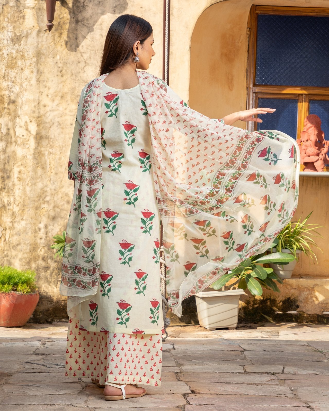 Lime Yellow Hand Block Print Suit Set