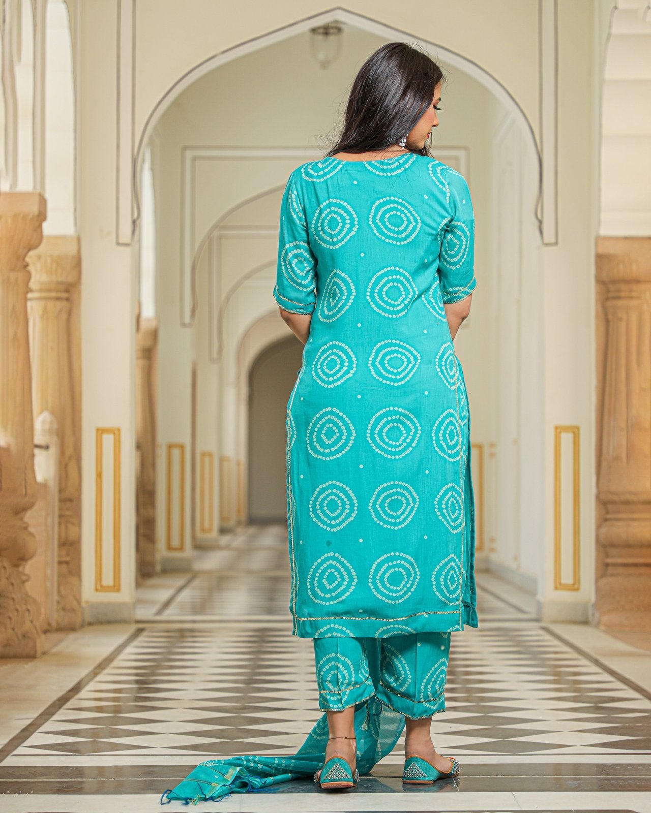Teal Modal Bandhani Suit Set
