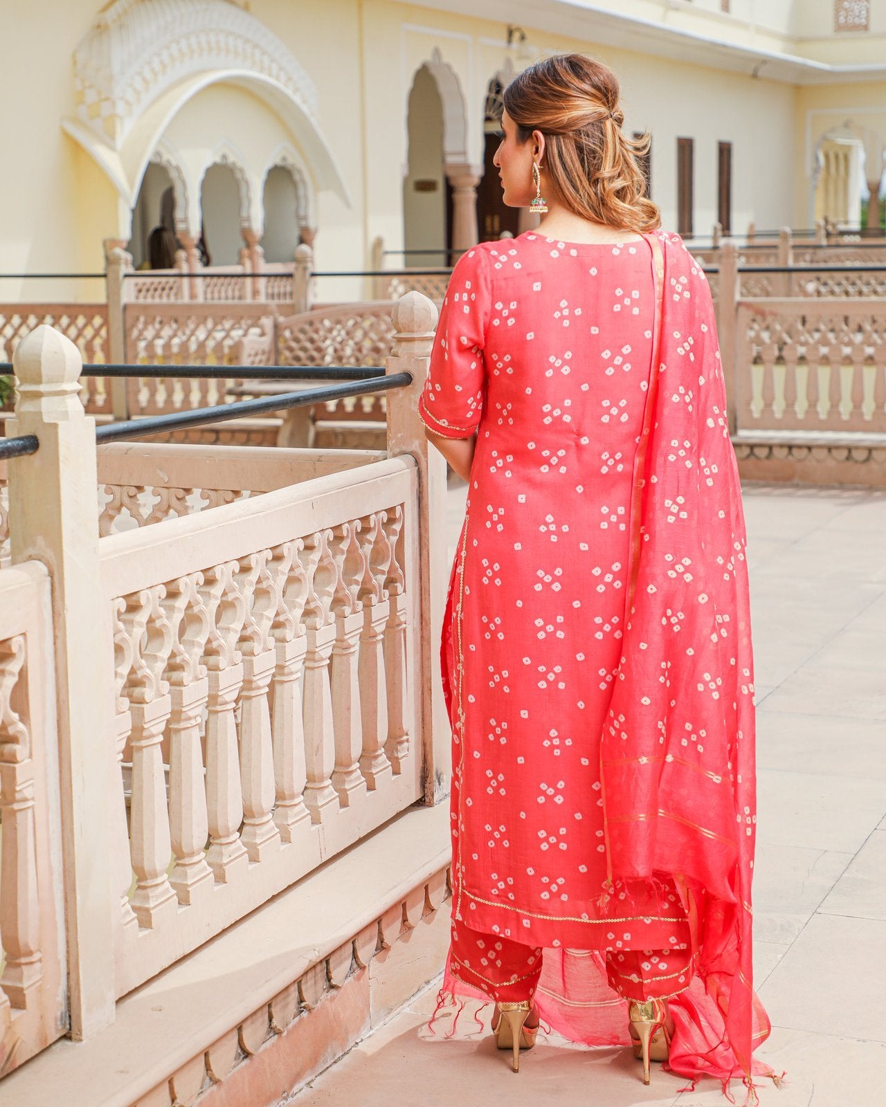 Coral Modal Bandhani Suit Set