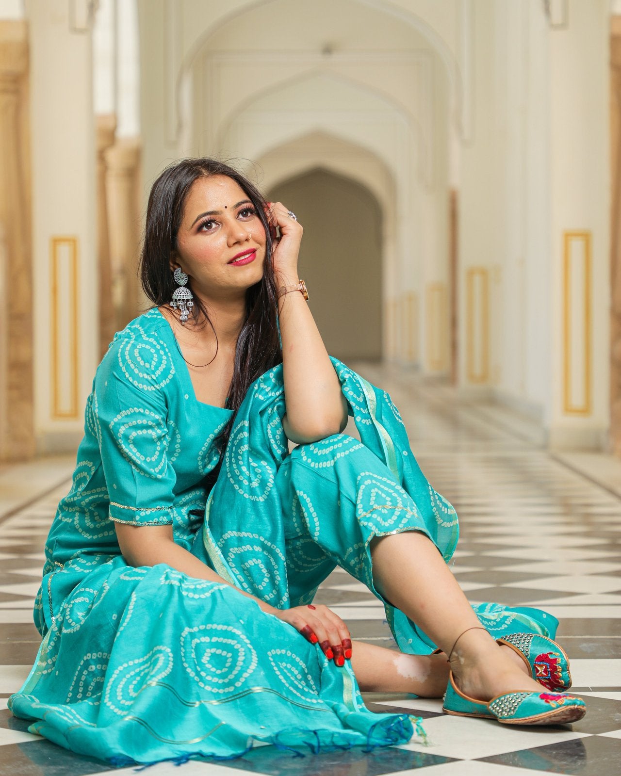 Teal Modal Bandhani Suit Set