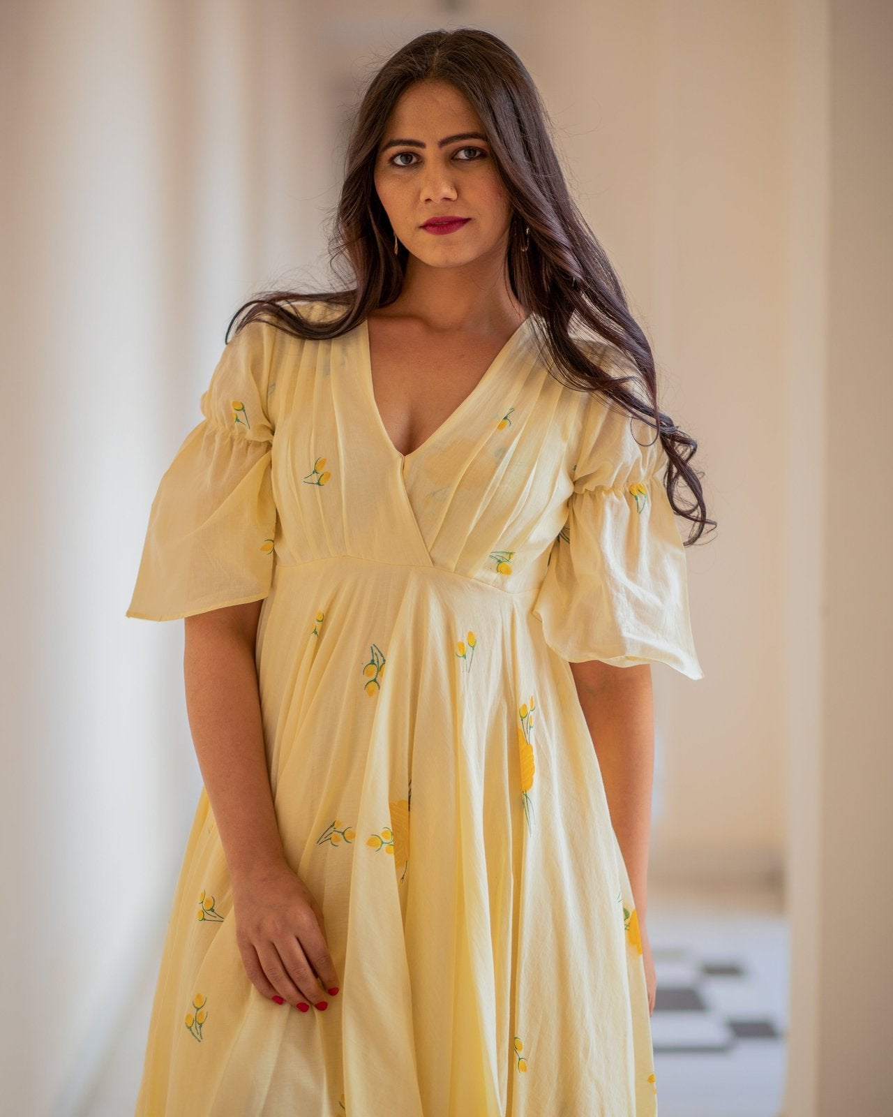 Rosie Block Print Mulmul Midi Dress