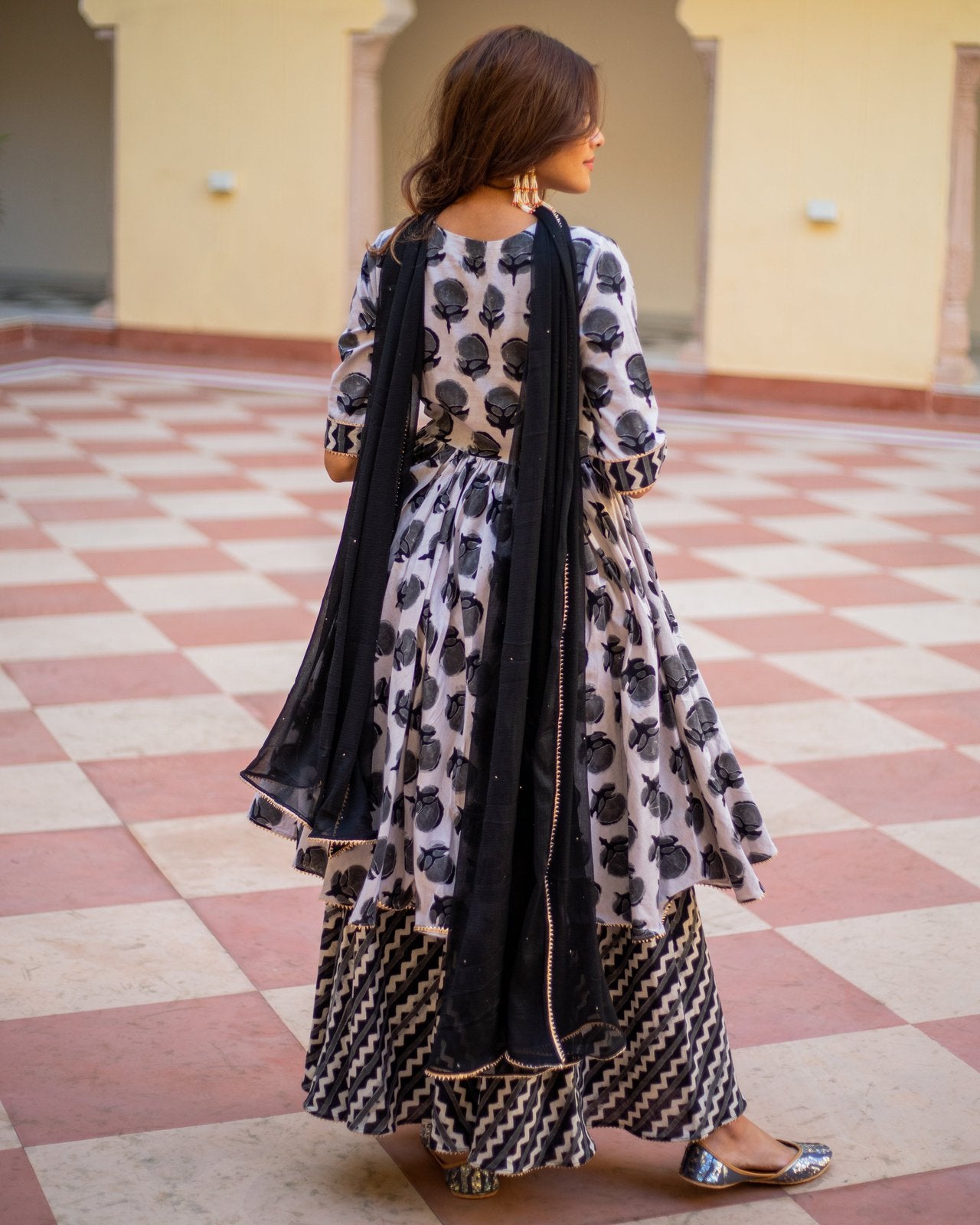 Huma Dabu Print Cotton Sharara Set