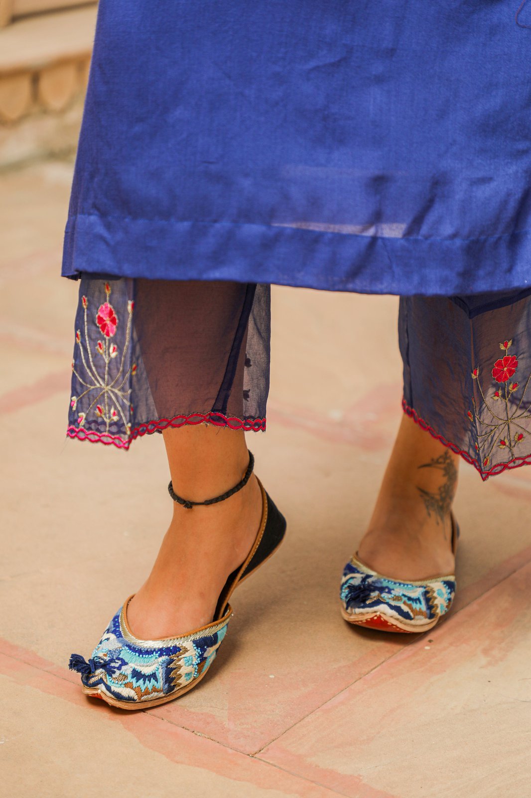 Royal Blue Embroidery Modal Suit Set