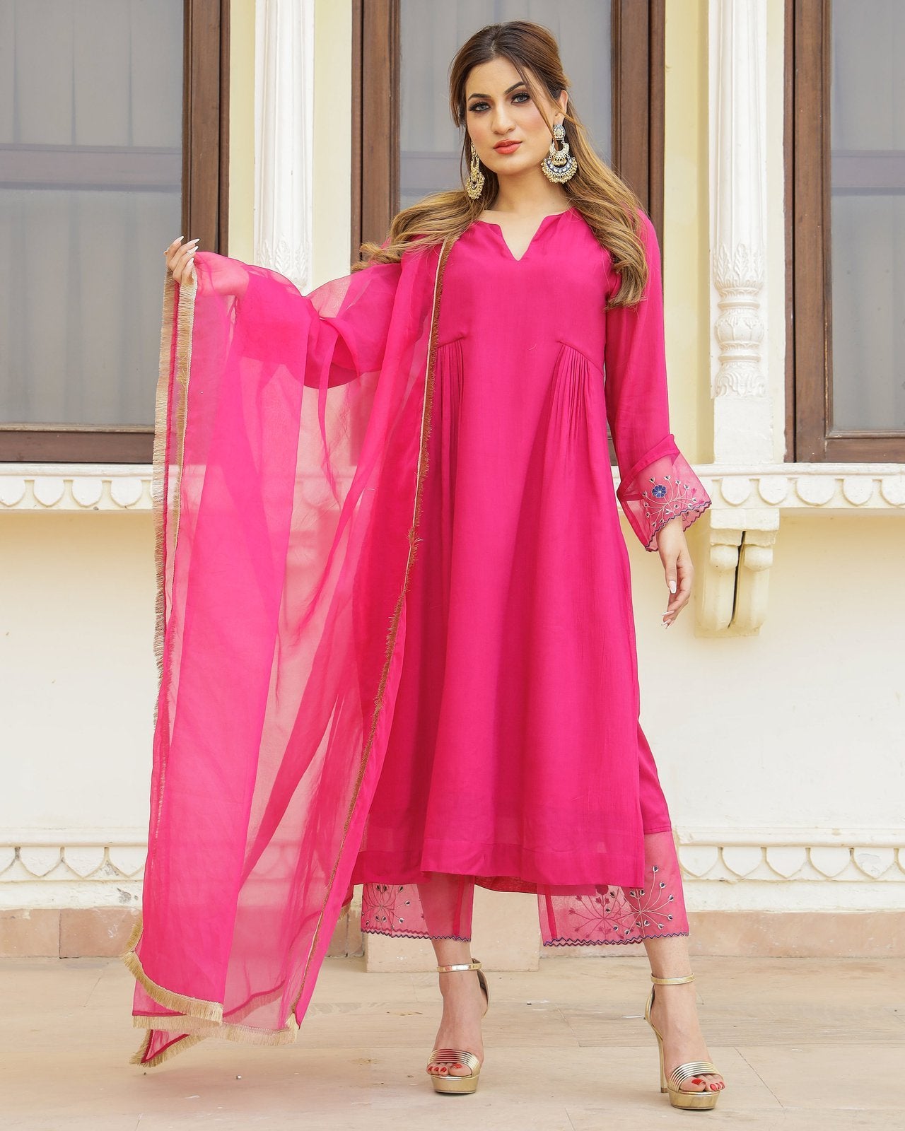 Magenta Embroidery Modal Suit Set